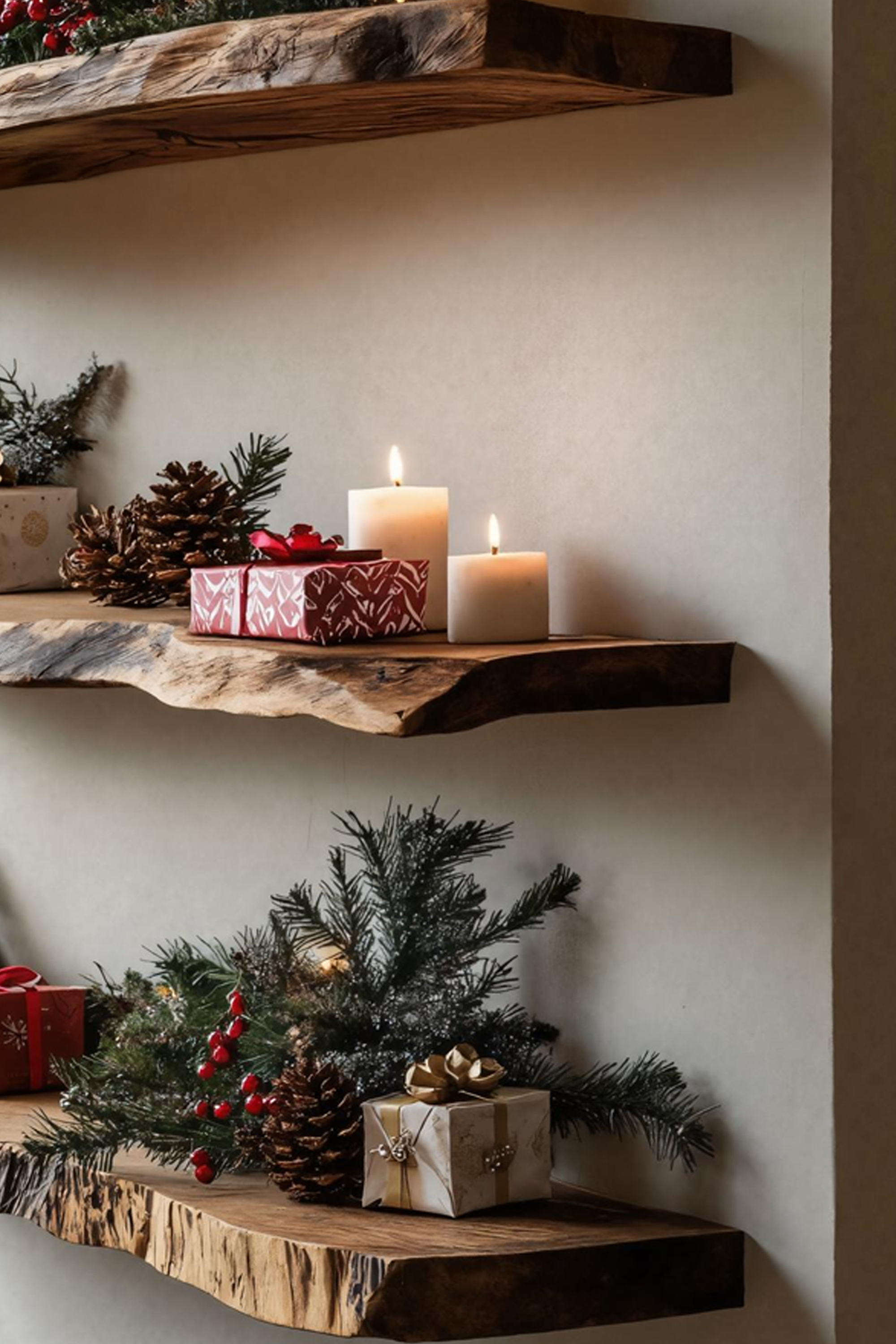 Farmhouse Wooden Floating Shelf For Xmas Entryway Furniture Decor SILDTTNCFL034