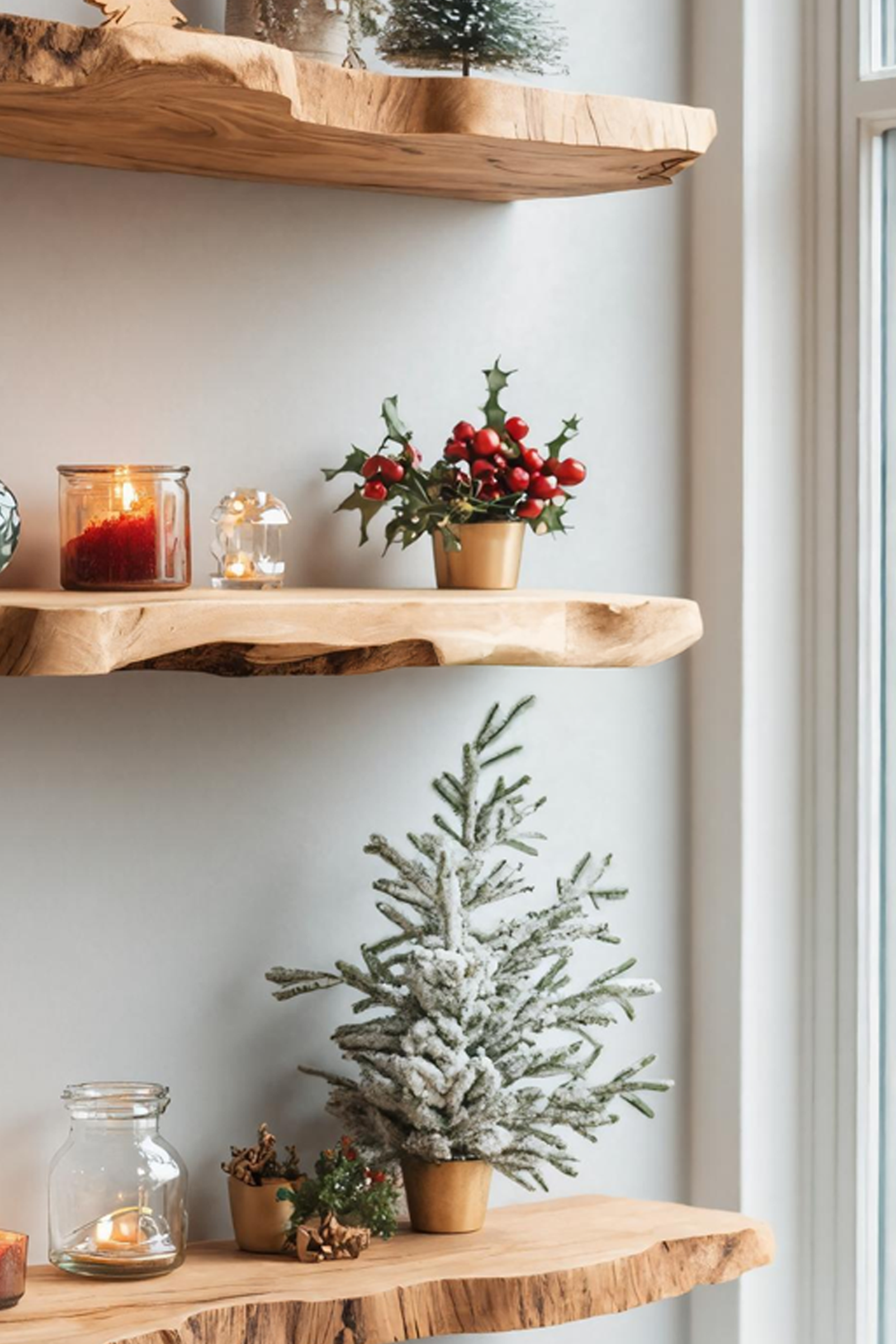 Farmhouse Wooden Floating Shelf For Holiday Living Room Furniture SILDTTNCFL026