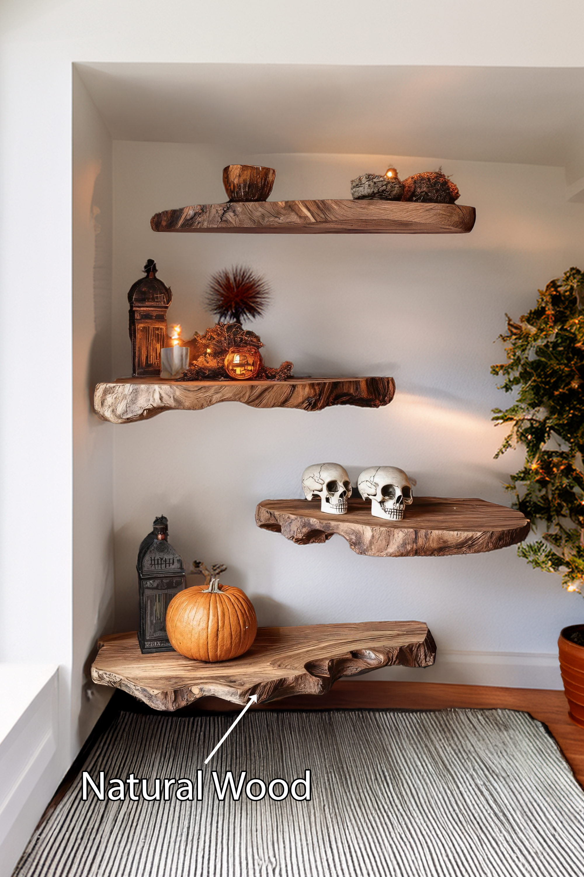 Farmhouse Live Edge Floating Shelf For Entryway Design Halloween Makeover SILDTTRHFL016
