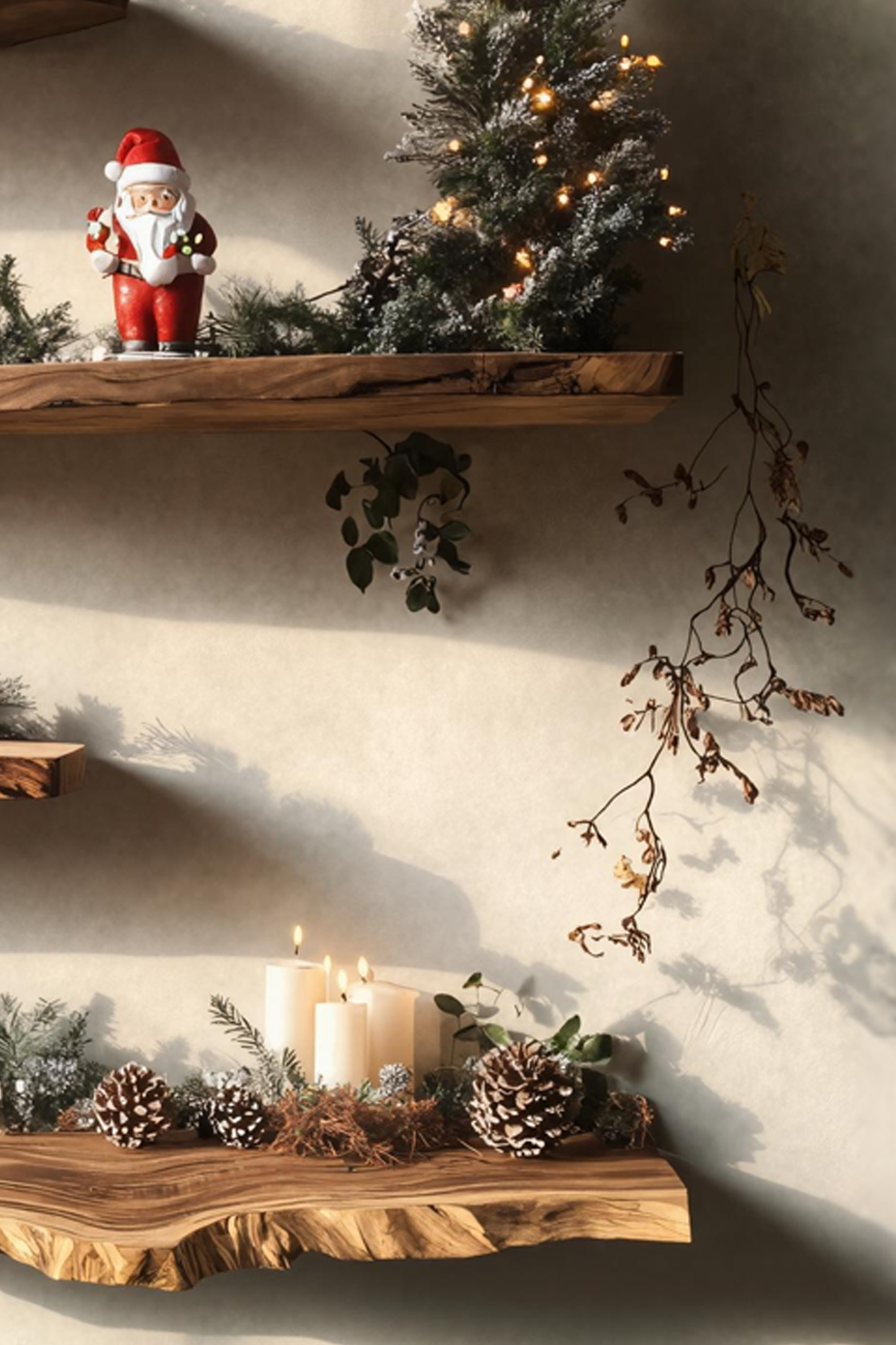 Farmhouse Live Edge Floating Shelf For Festive Holiday Living Room SILDTTNCFL038