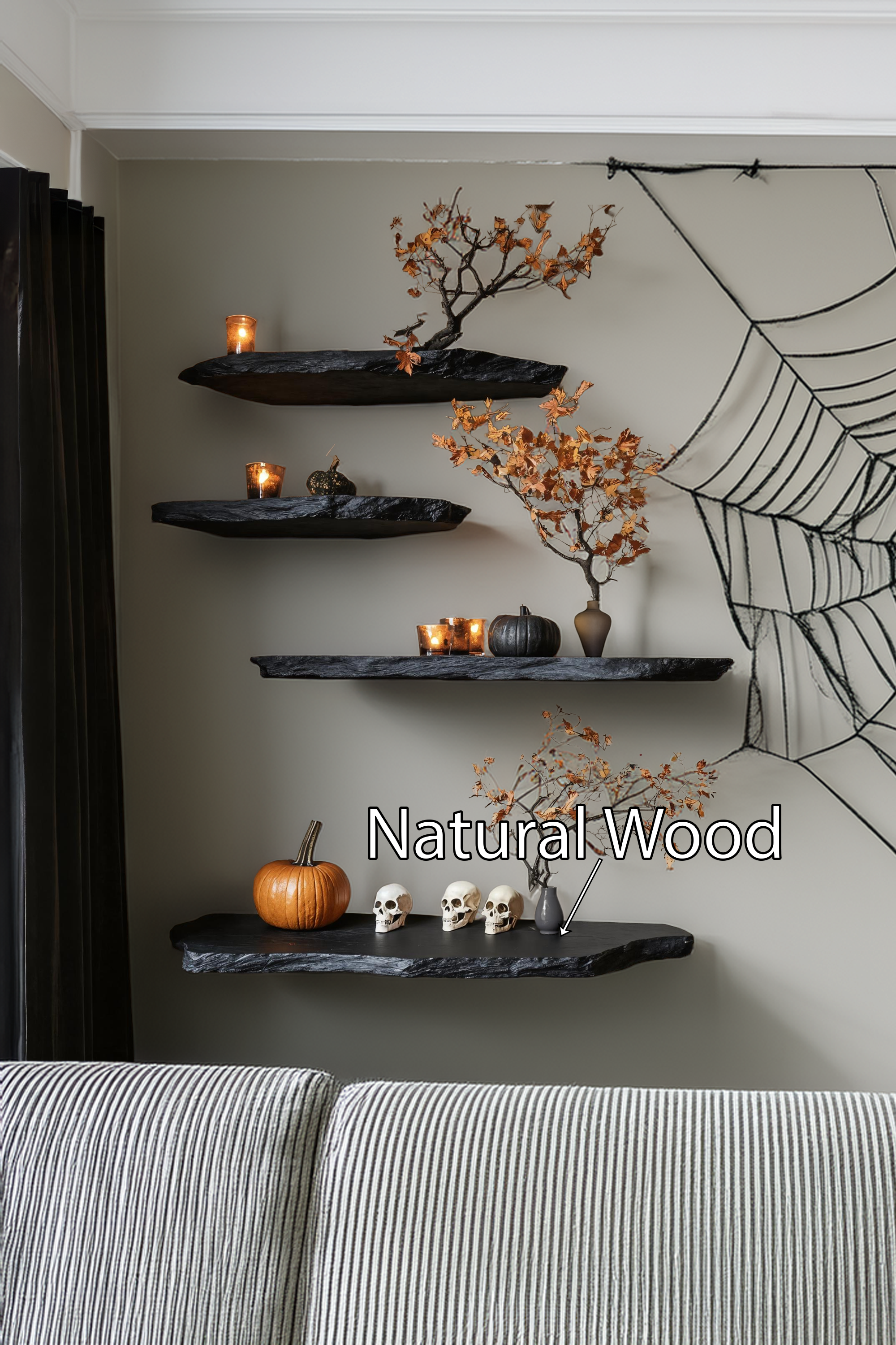Rustic Wooden Floating Shelf For Bedroom Halloween Decor Farmhouse Style SILDTTRHFL009