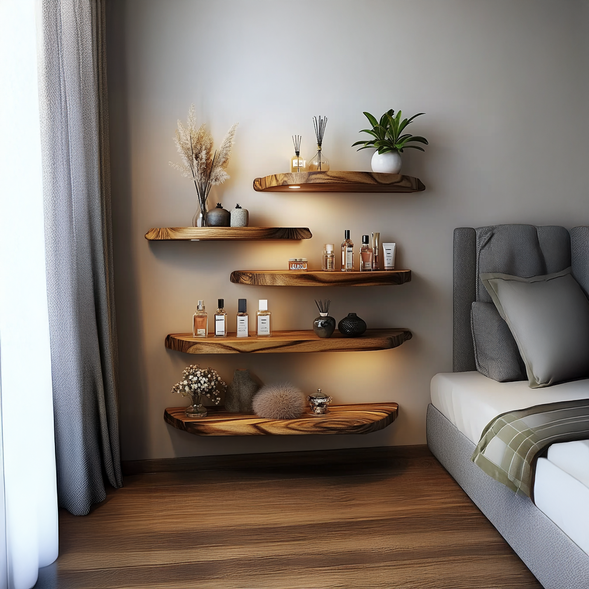 Floating Wall Shelves Custom Solid Wood Decor Living Room Gift Sets SINLFL062