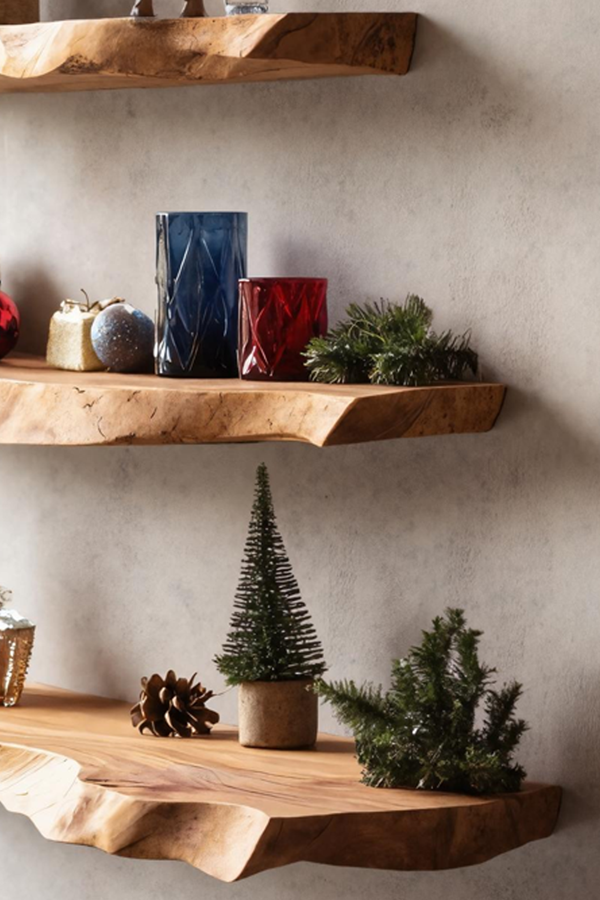 Farmhouse Wooden Floating Shelf For Festive Entryway Christmas Decor SILDTTNCFL014