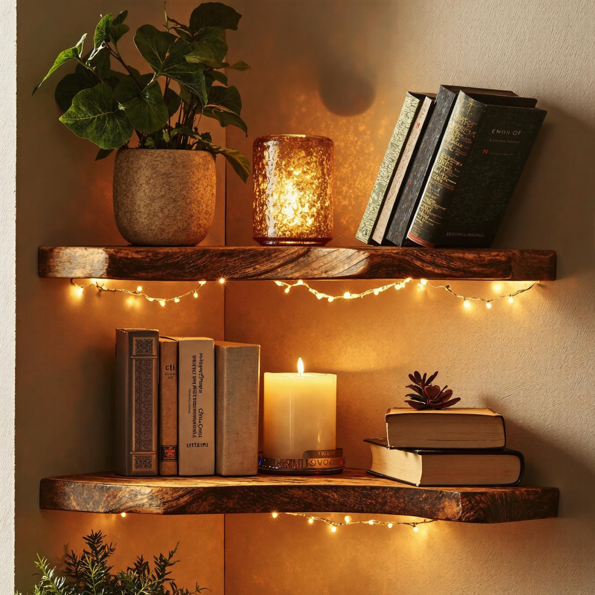 Corner Shelf With Natural Wood Finish For Cozy Look SILDTCN079
