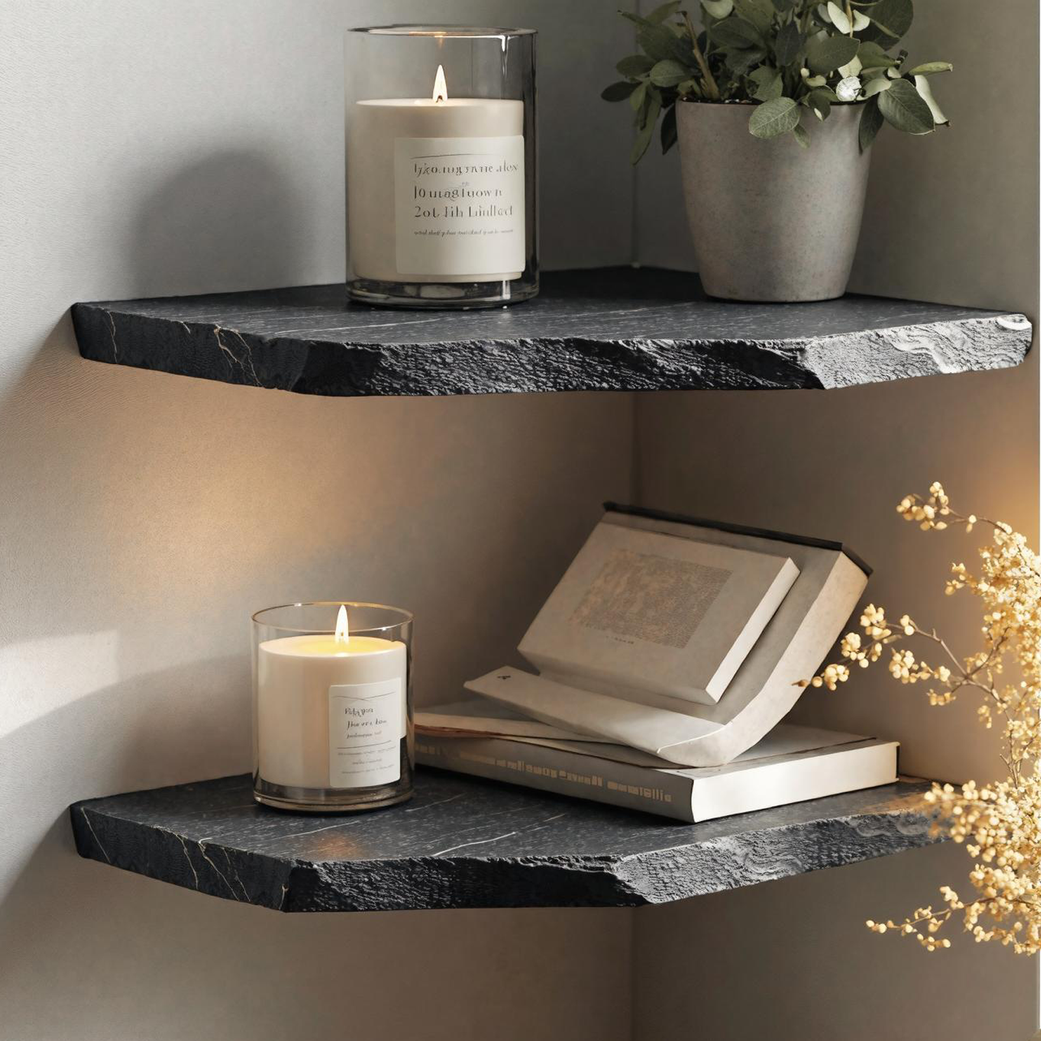 Modern Rustic Corner Shelf Made From Natural Wood For Stylish Storage SILDTCN076
