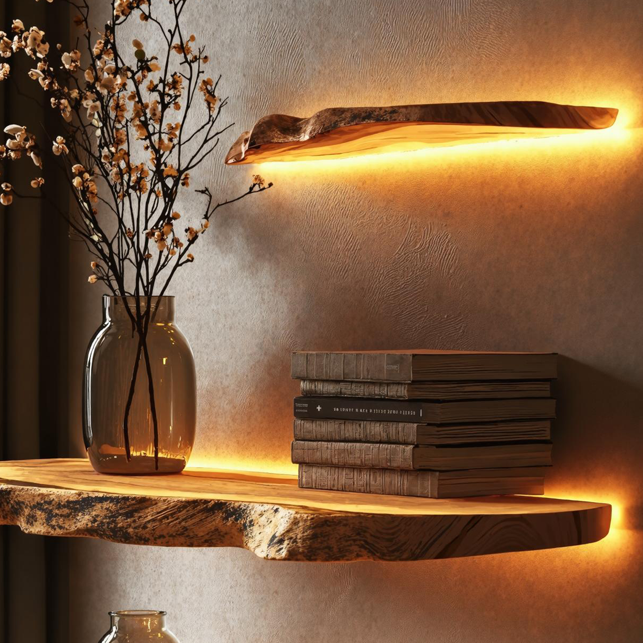 Floating Wall Shelf with Live Edge For Modern Home Decor SILDTFL142