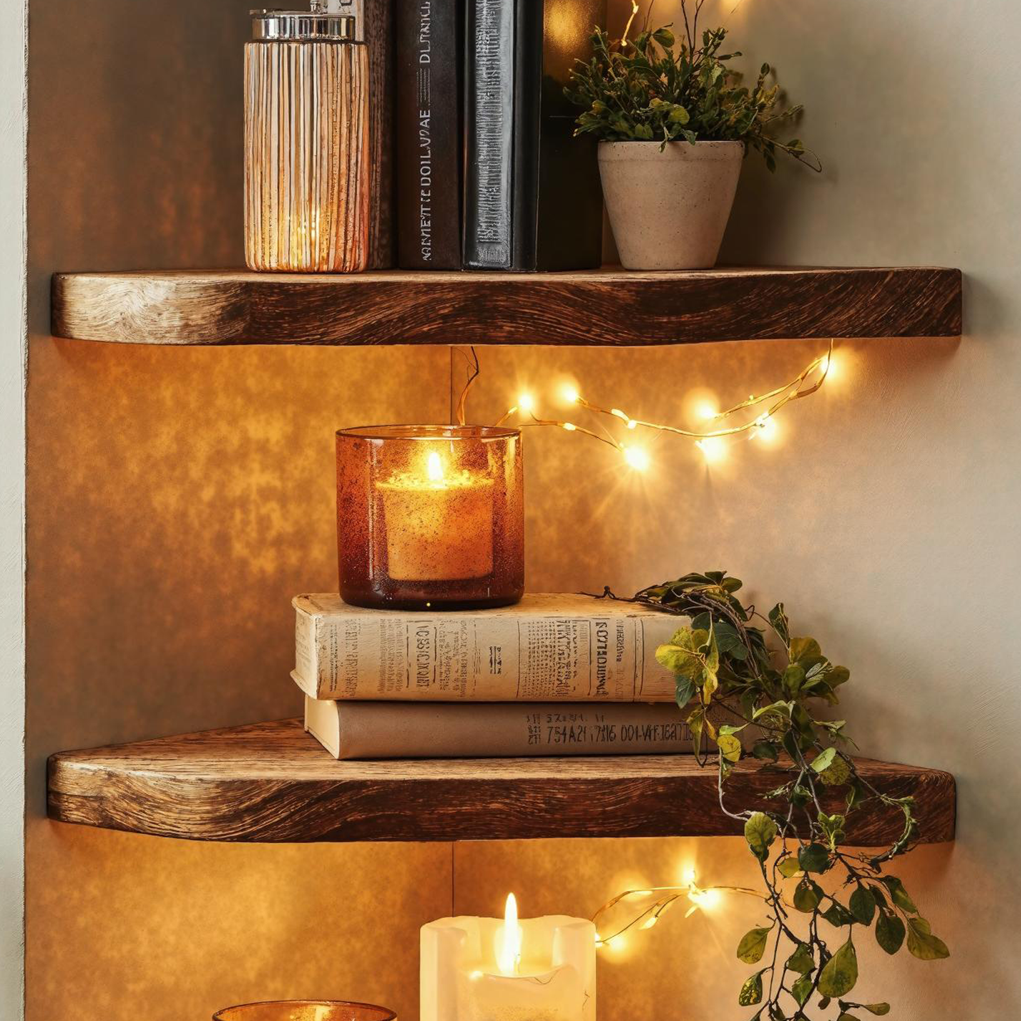 Handcrafted Corner Shelf Made From Natural Wood SILDTCN080