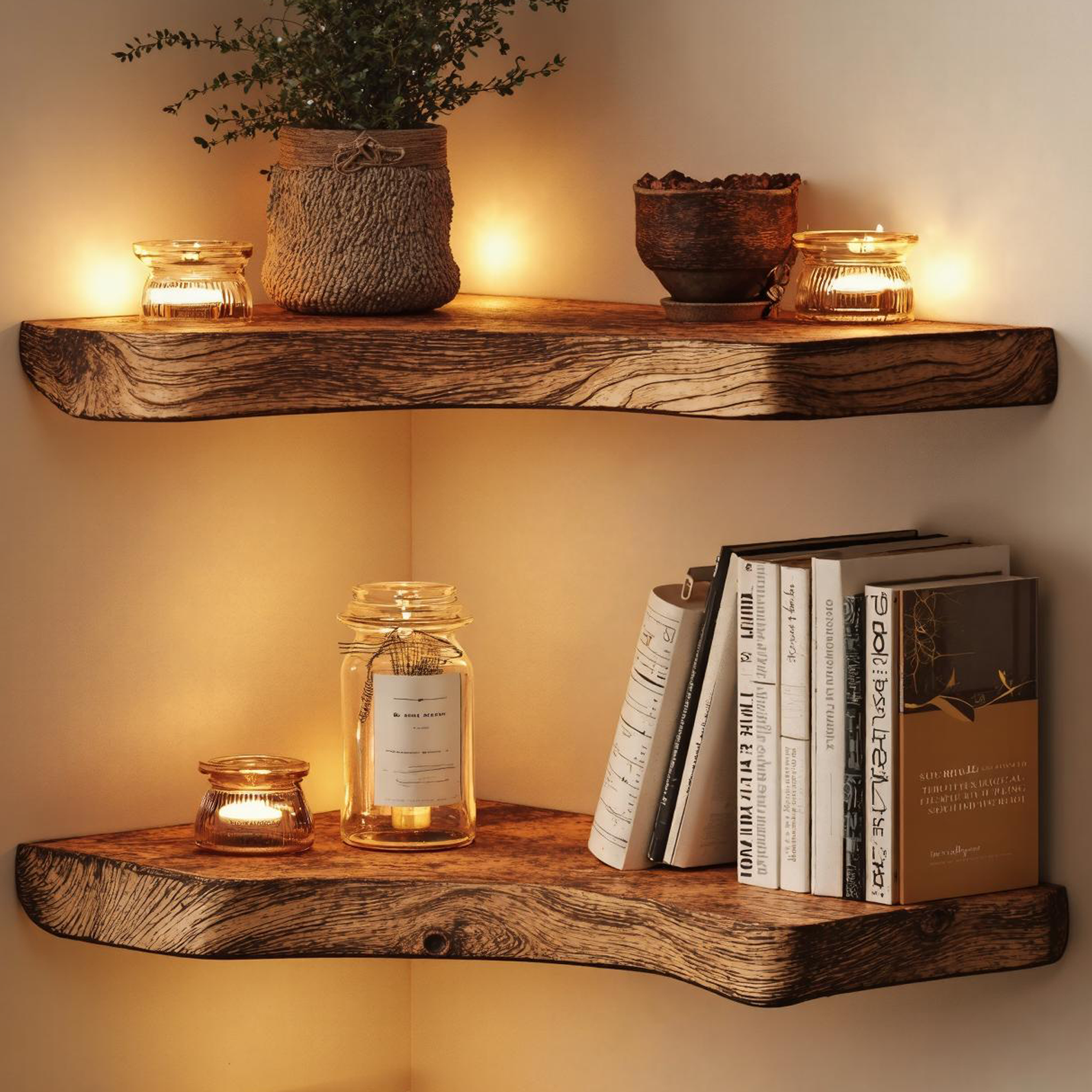 Natural Wood Corner Shelf For Chic Home Storage Solutions SILDTCN081