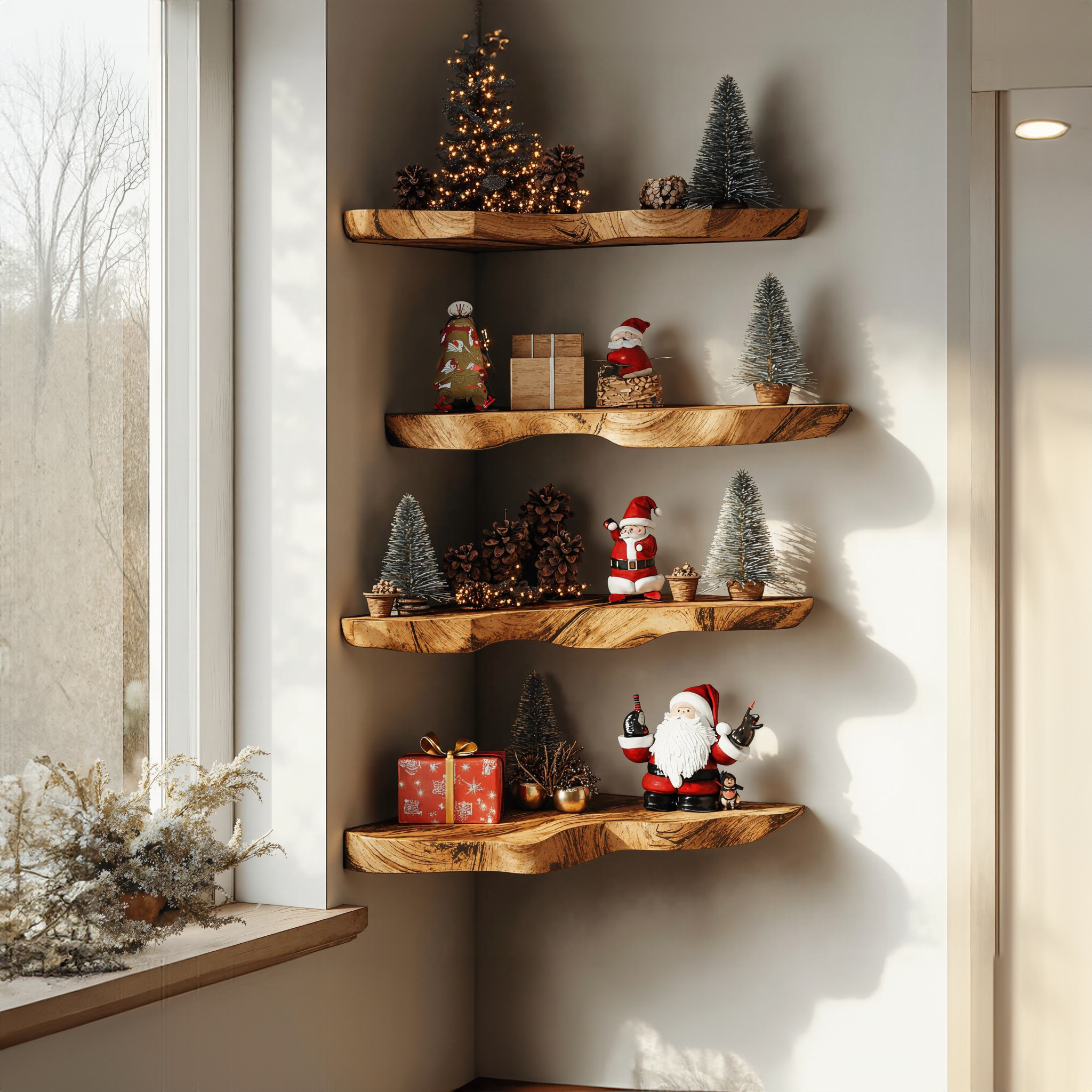 Handcrafted Floating Corner Shelves Christmas Decor SILDTCN029