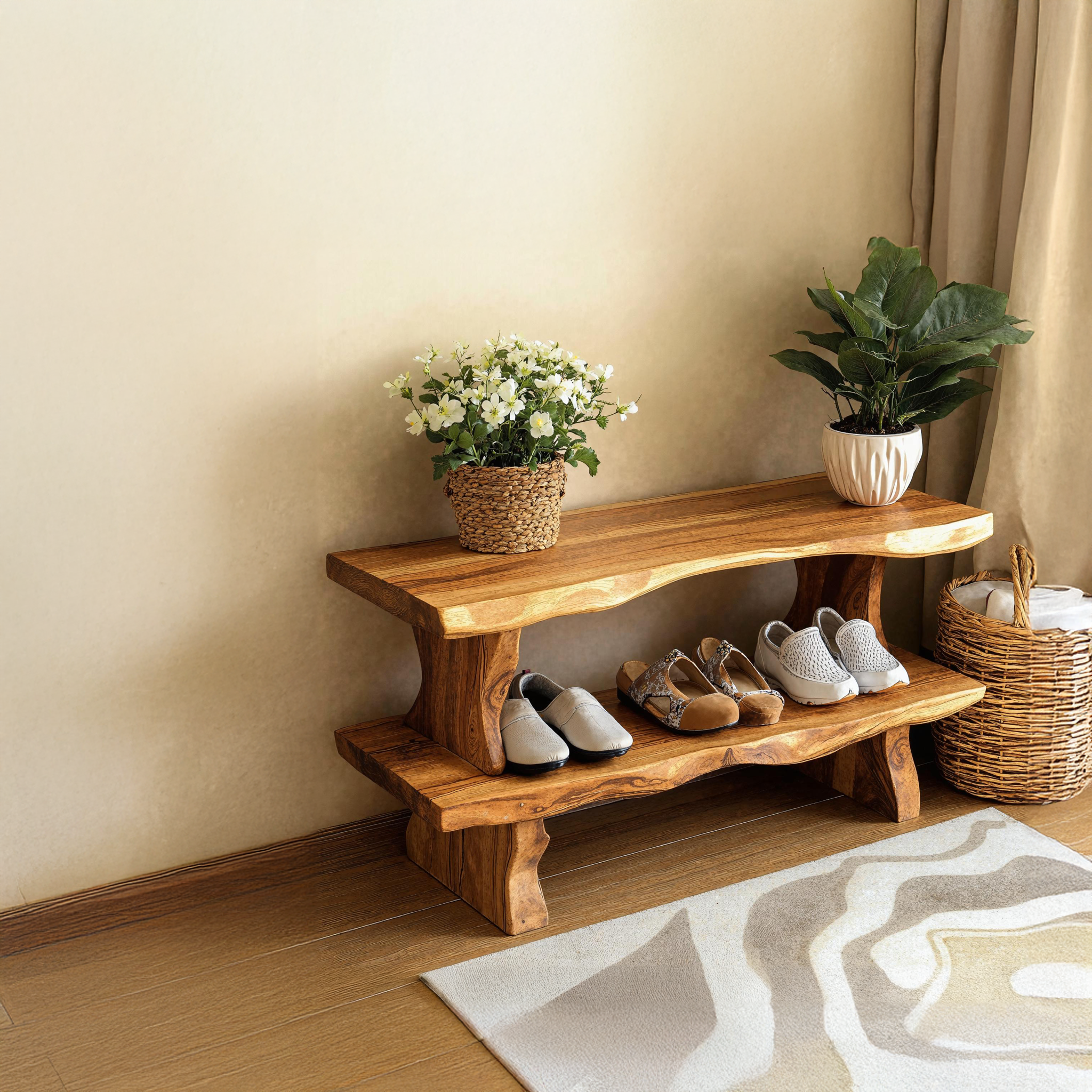 Minimalist Wooden Shoe Bench With Seating For Mudroom SILDTSHB005