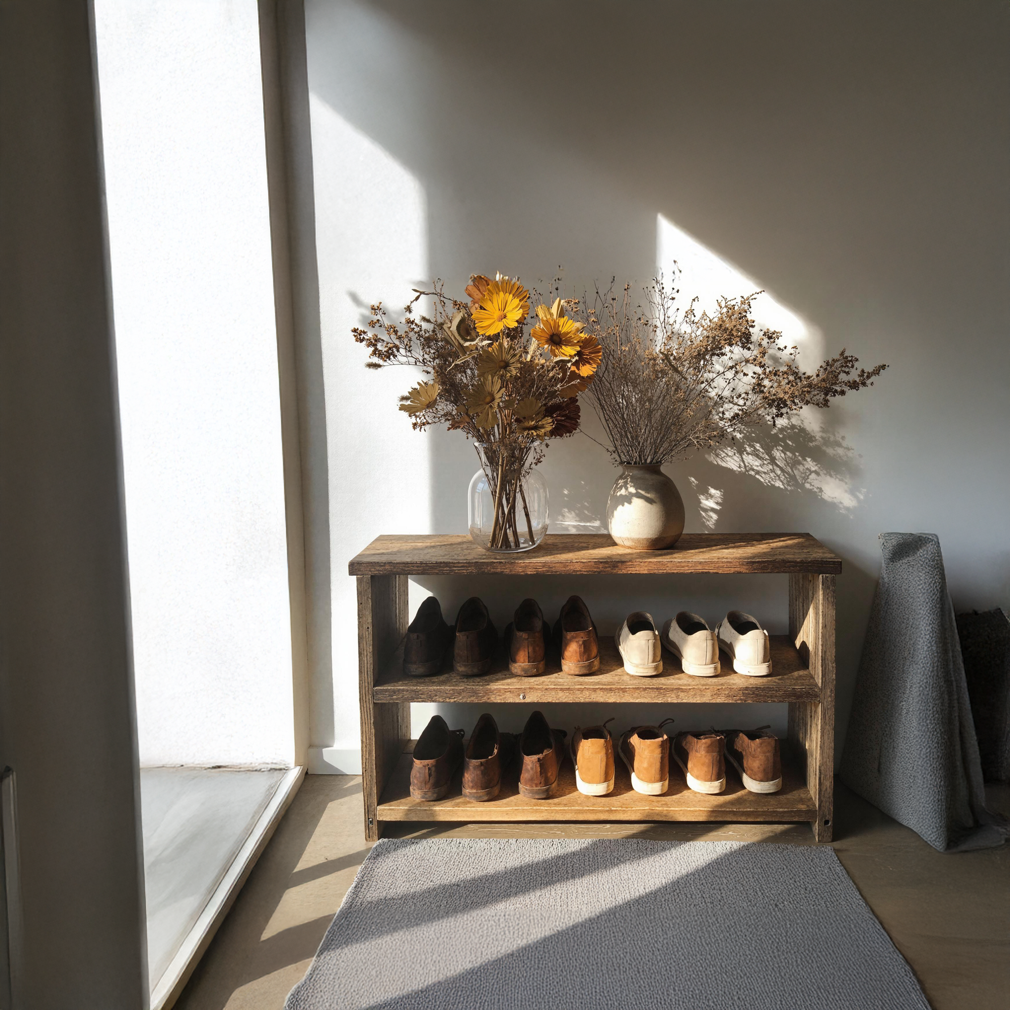 Vintage Farmhouse Entryway Shoe Shelves For Hallway SILDTSHB012