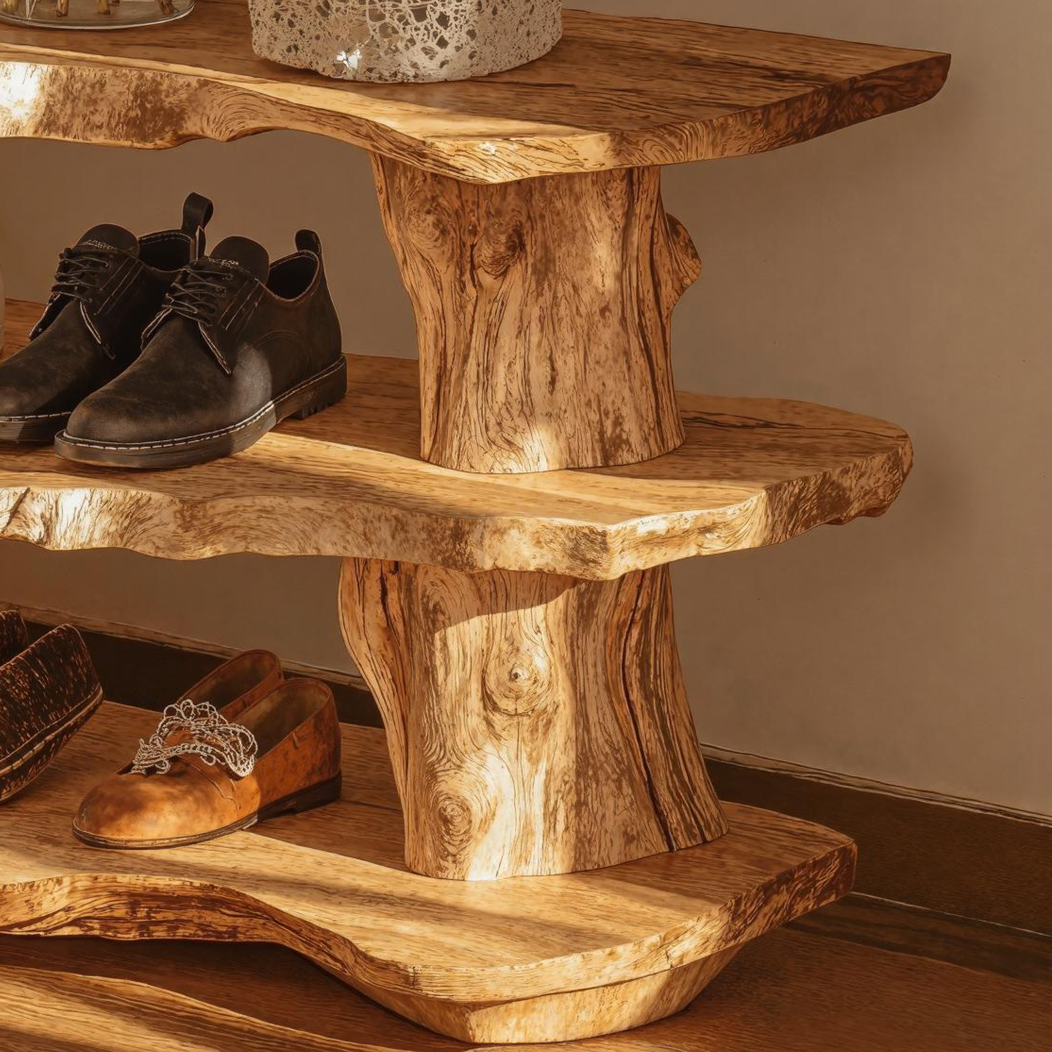 Traditional Wooden Shoe Bench With Handcrafted Finish SILDTSHB019