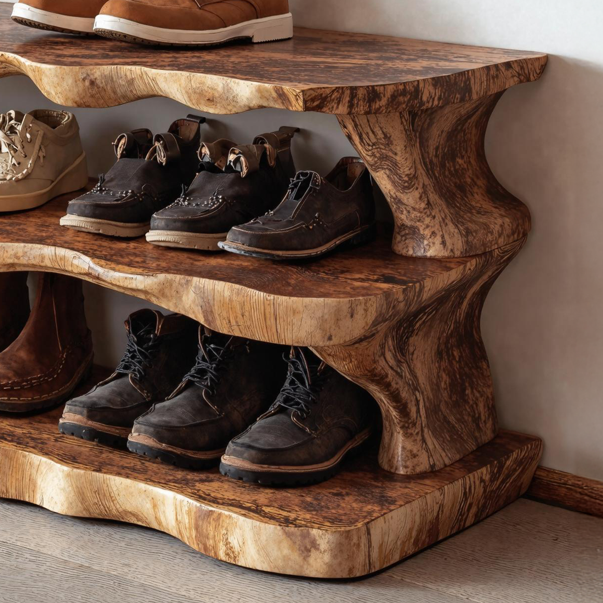 Floating Style Wooden Shoe Bench For Entryway Living Room SILDTSHB008