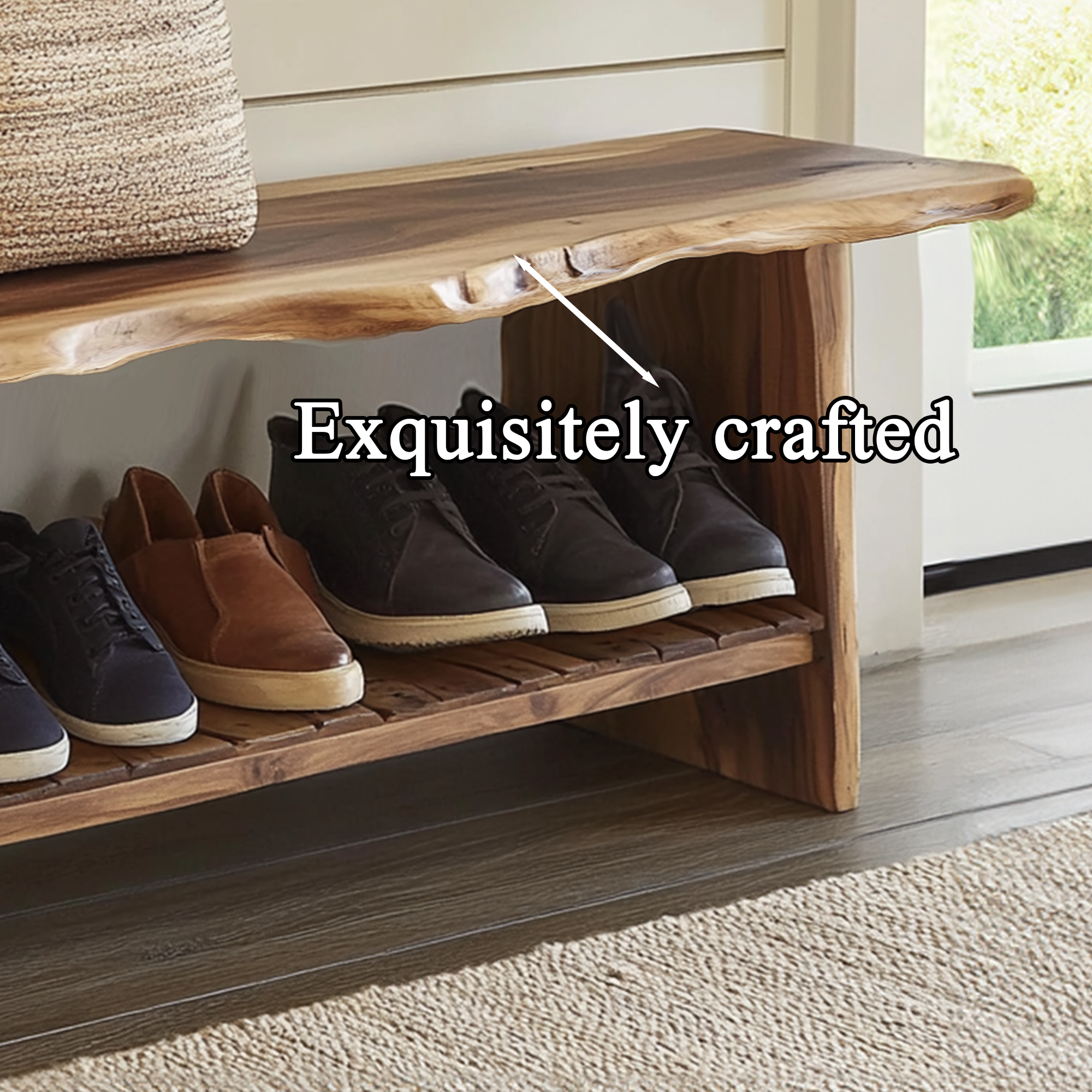 Solid Wood Entryway Bench Shoe Rack Bench SINLSB016