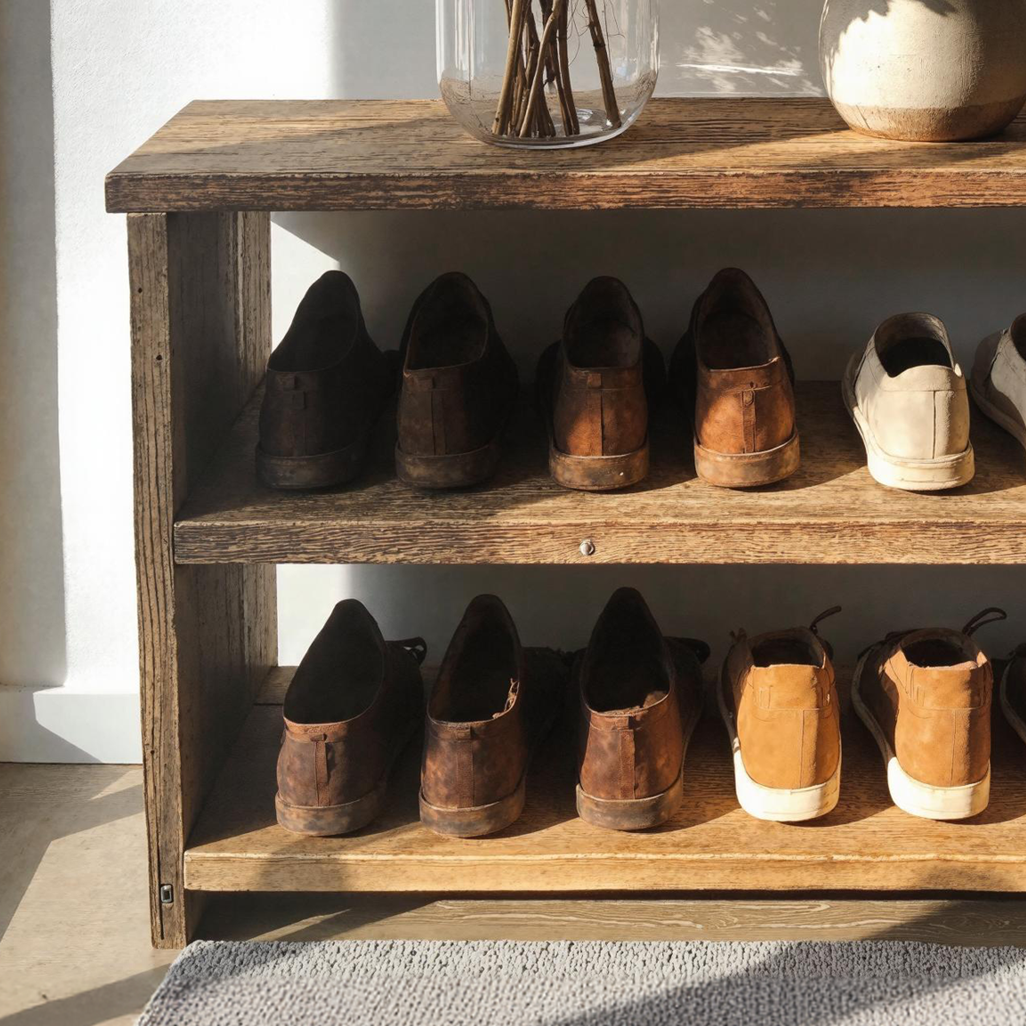 Vintage Farmhouse Entryway Shoe Shelves For Hallway SILDTSHB012
