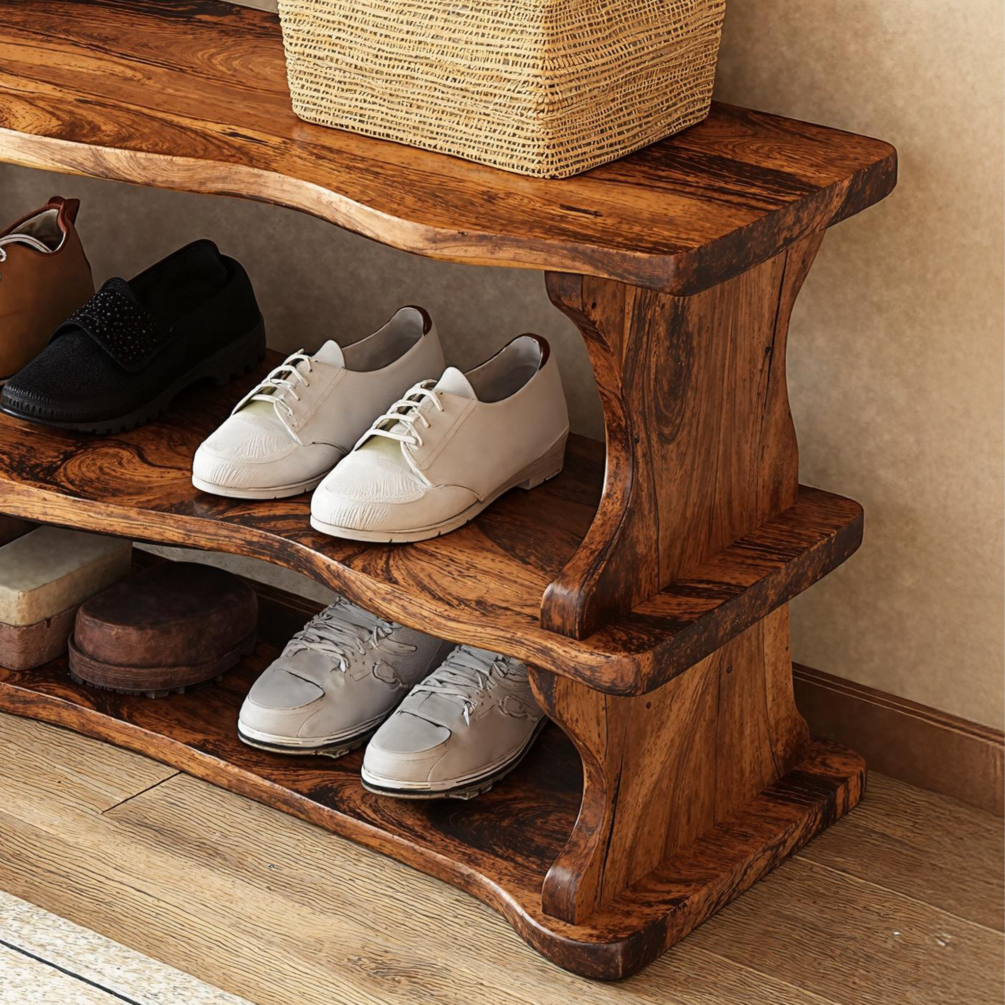 Farmhouse Wooden Shoe Bench For Mudroom SILDTSHB002