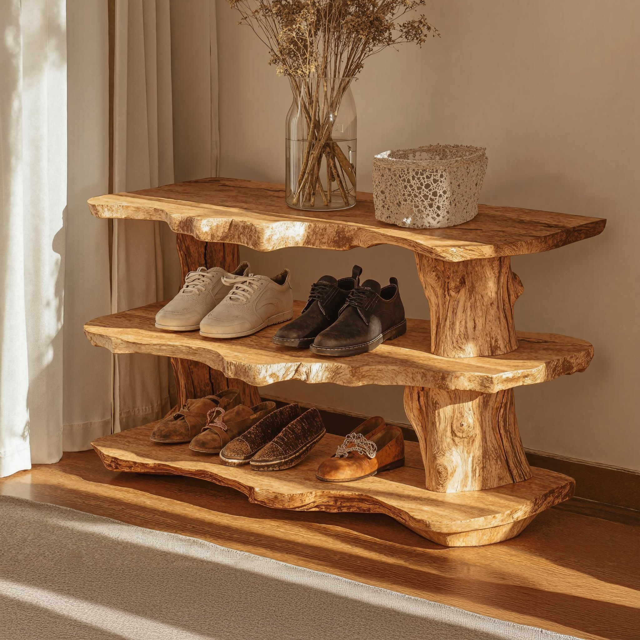 Traditional Wooden Shoe Bench With Handcrafted Finish SILDTSHB019