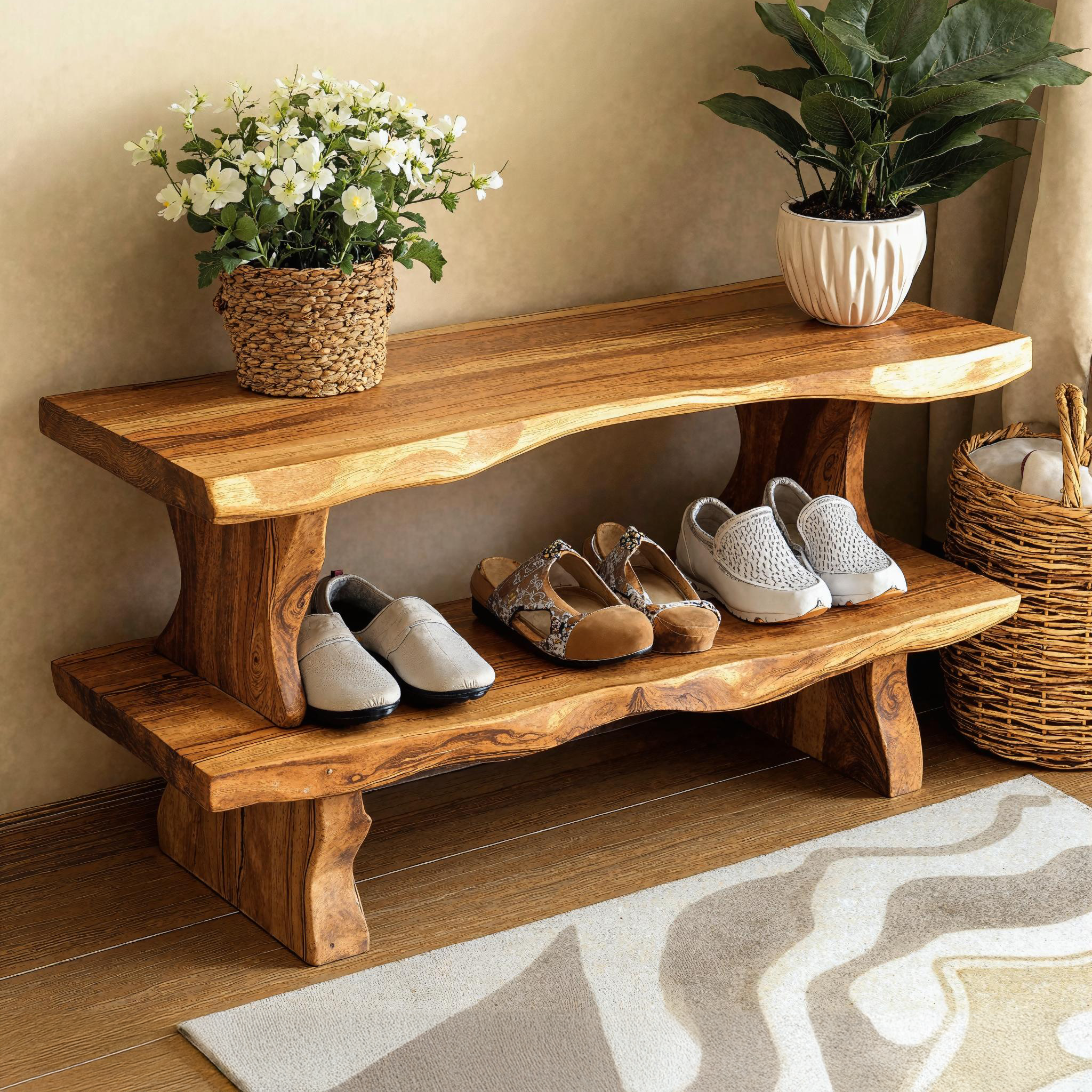 Minimalist Wooden Shoe Bench With Seating For Mudroom SILDTSHB005