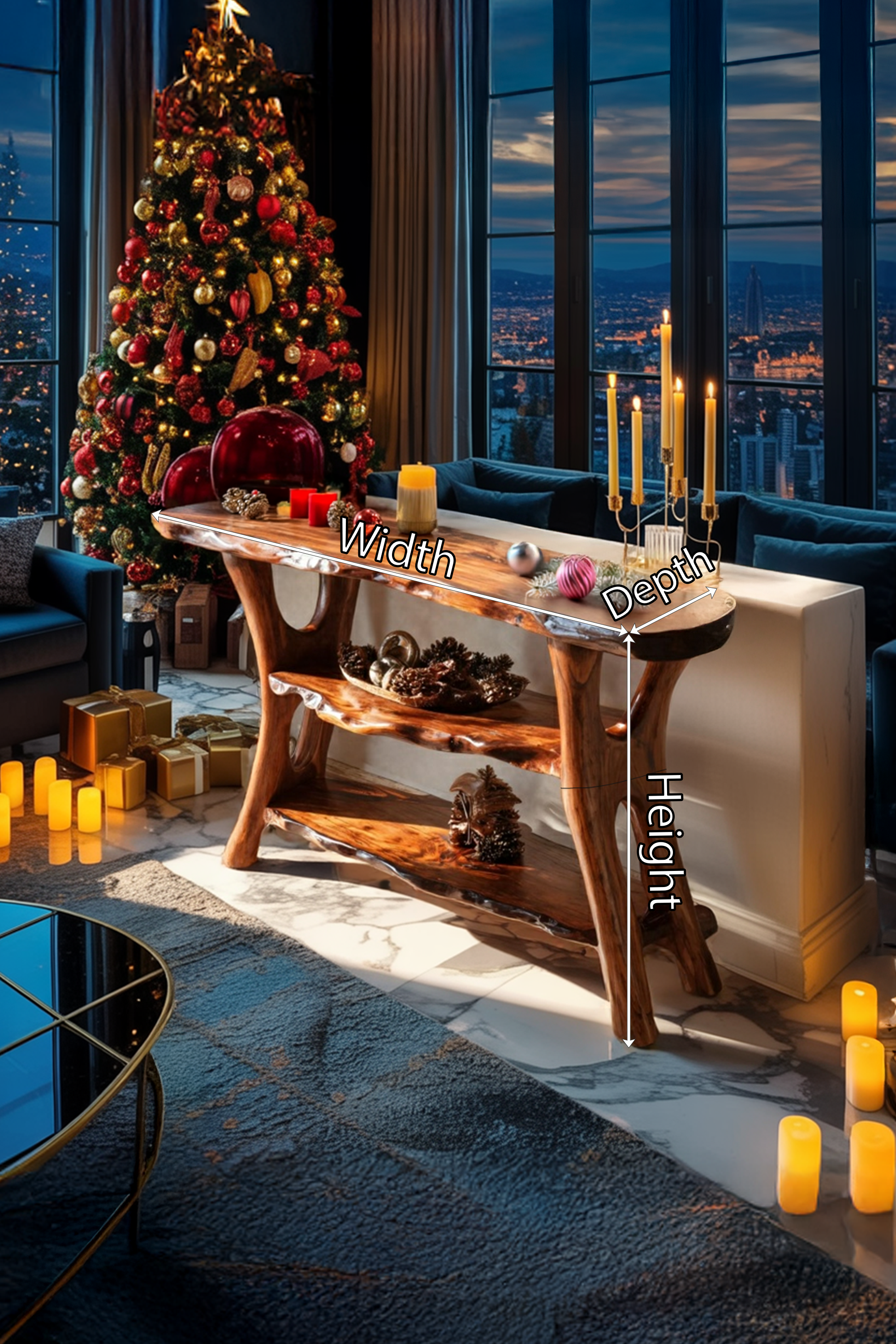 Mid Century Solid Wood Console Table For Xmas Entryway Holiday Living Room SILDTTRCSC037