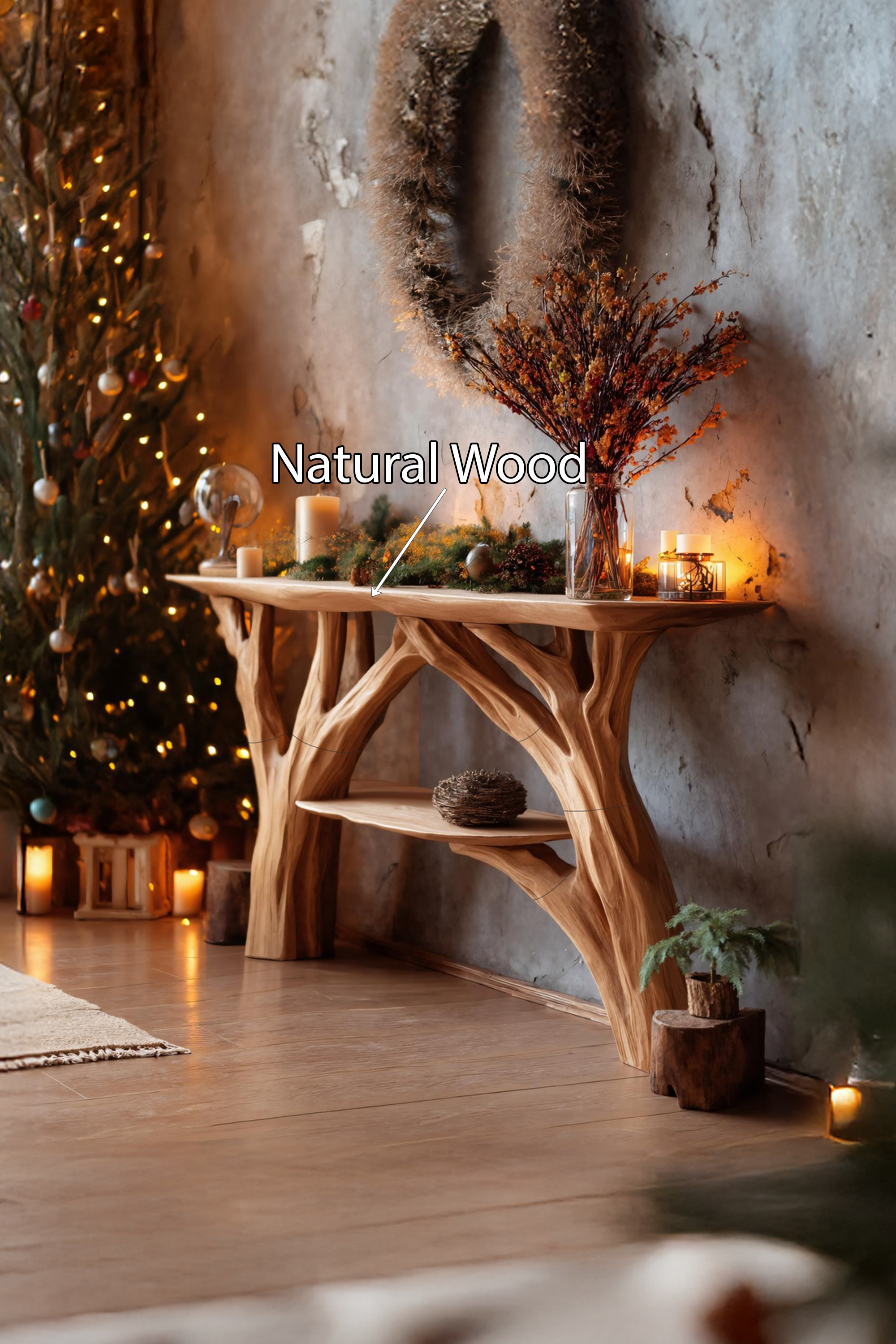 Handcrafted Wooden Console Table For Christmas Furniture Style SILDTTNCSC004
