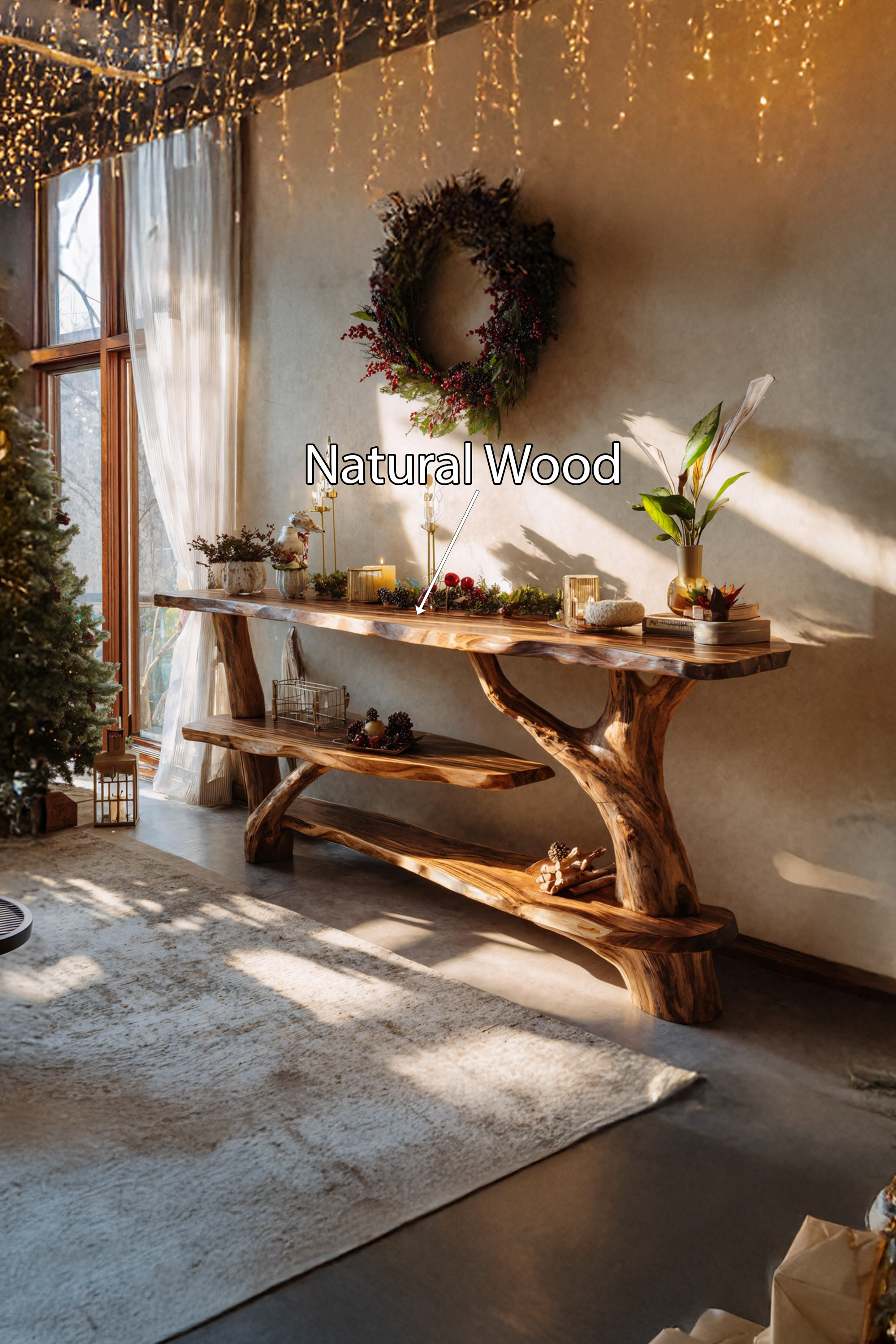 Farmhouse Wooden Console Table For Holiday Entryway Living Room SILDTTNCSC013