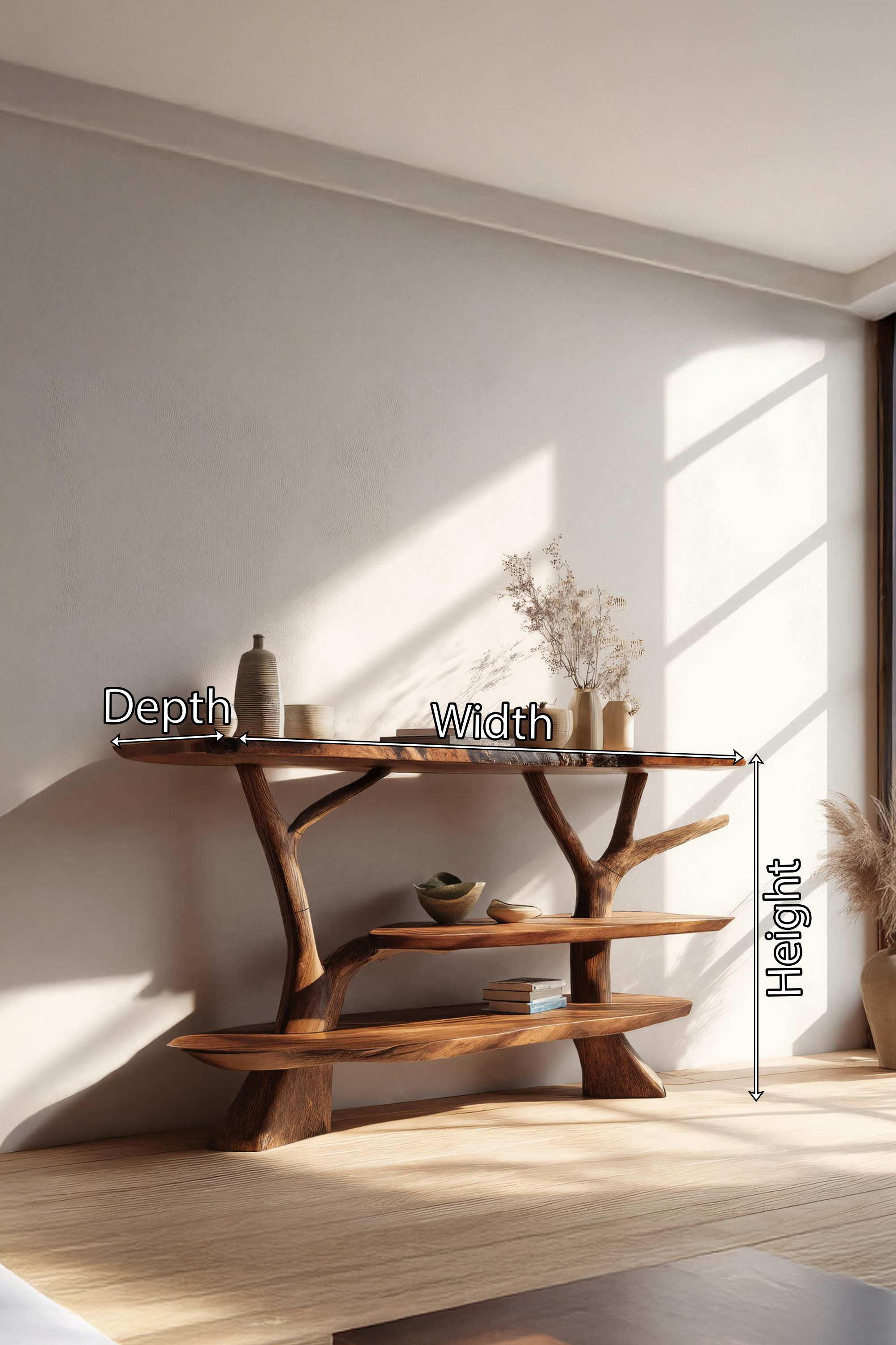 Mid Century Wooden Live Edge Console Table For Living Room Accent SILDTTRCS036