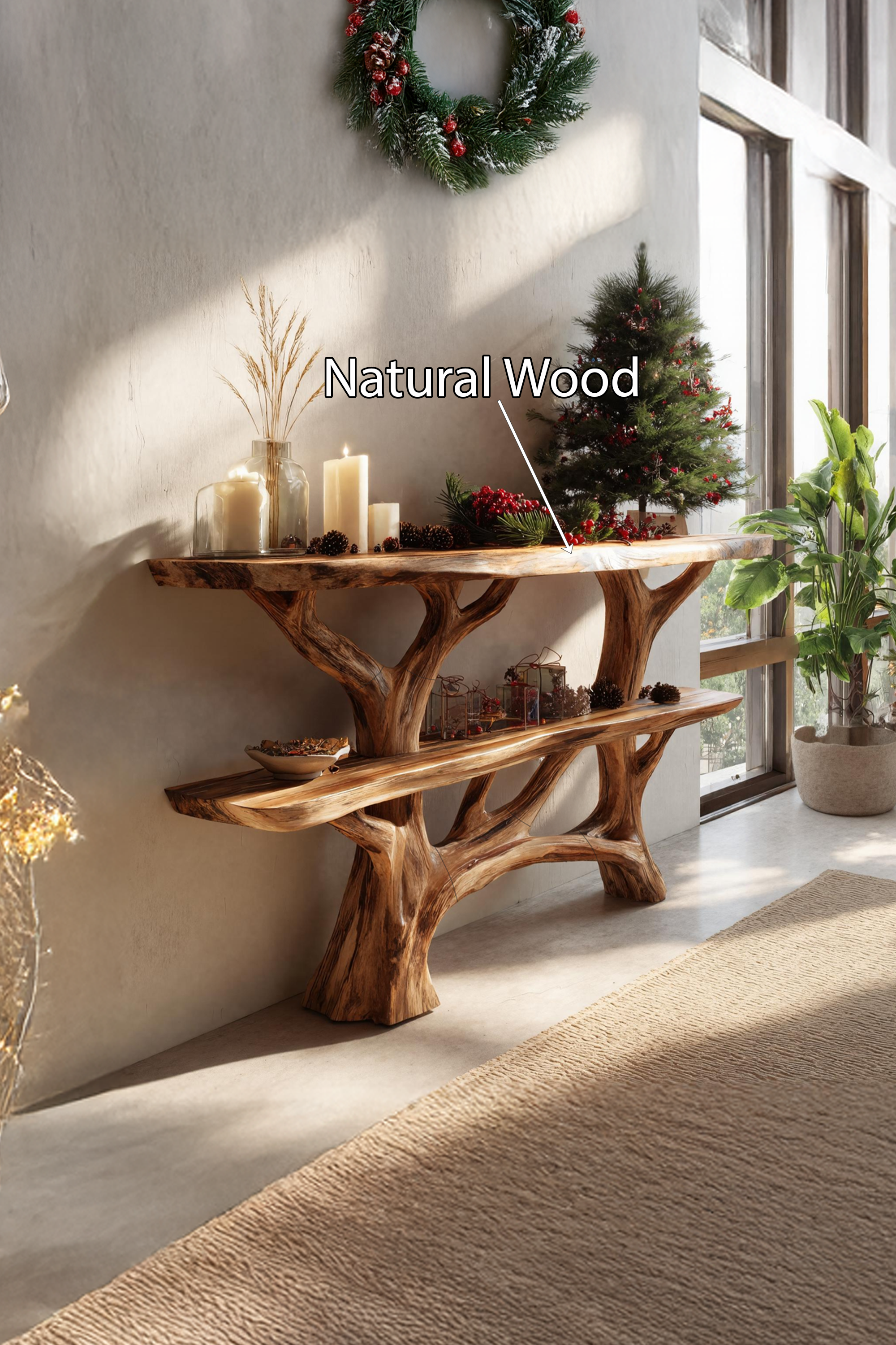 Modern Farmhouse Solid Wood Console Table For Holiday Living Room SILDTTNCSC017