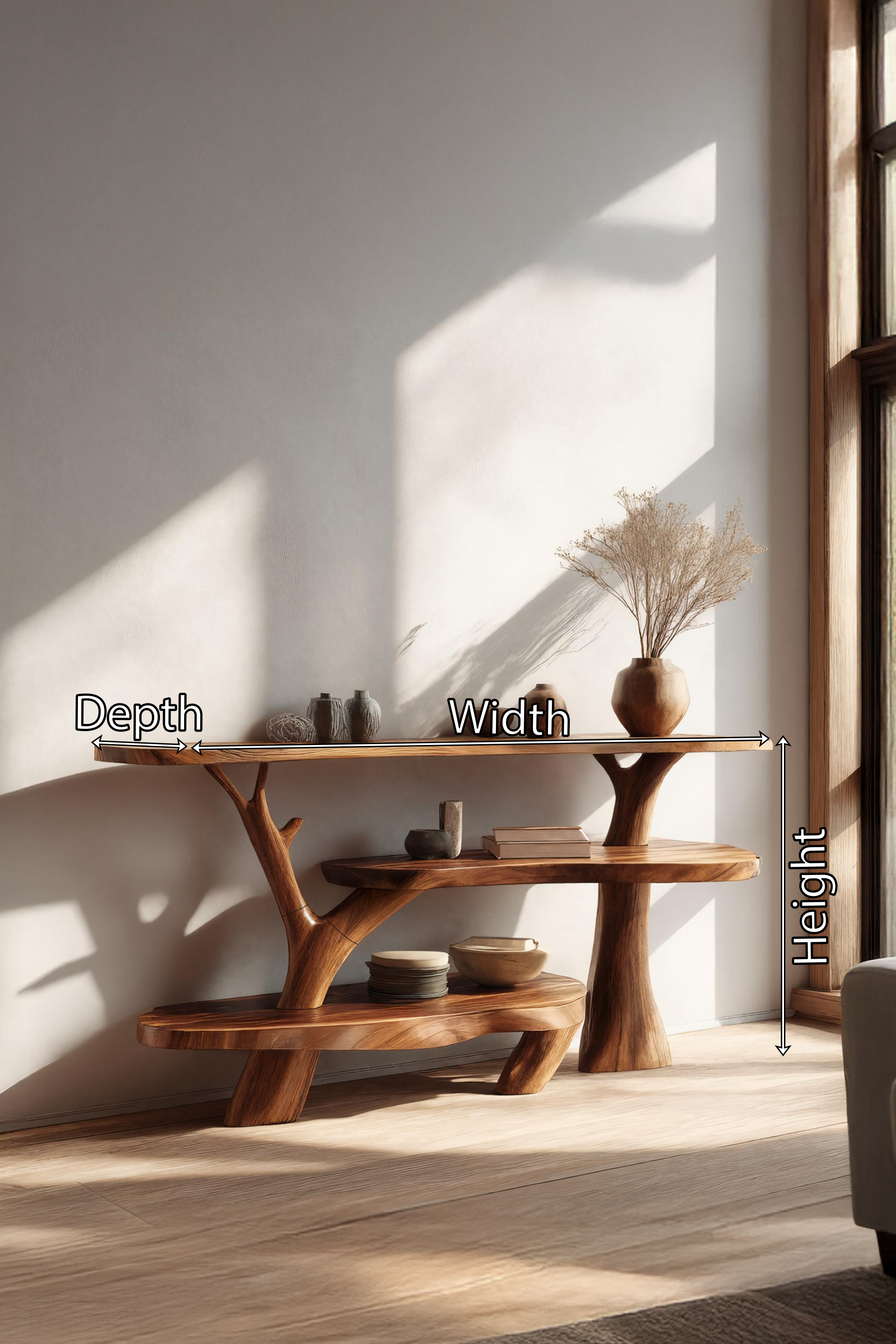 Handcrafted Live Edge Entryway Table For Bedroom Furniture Design SILDTTRCS038