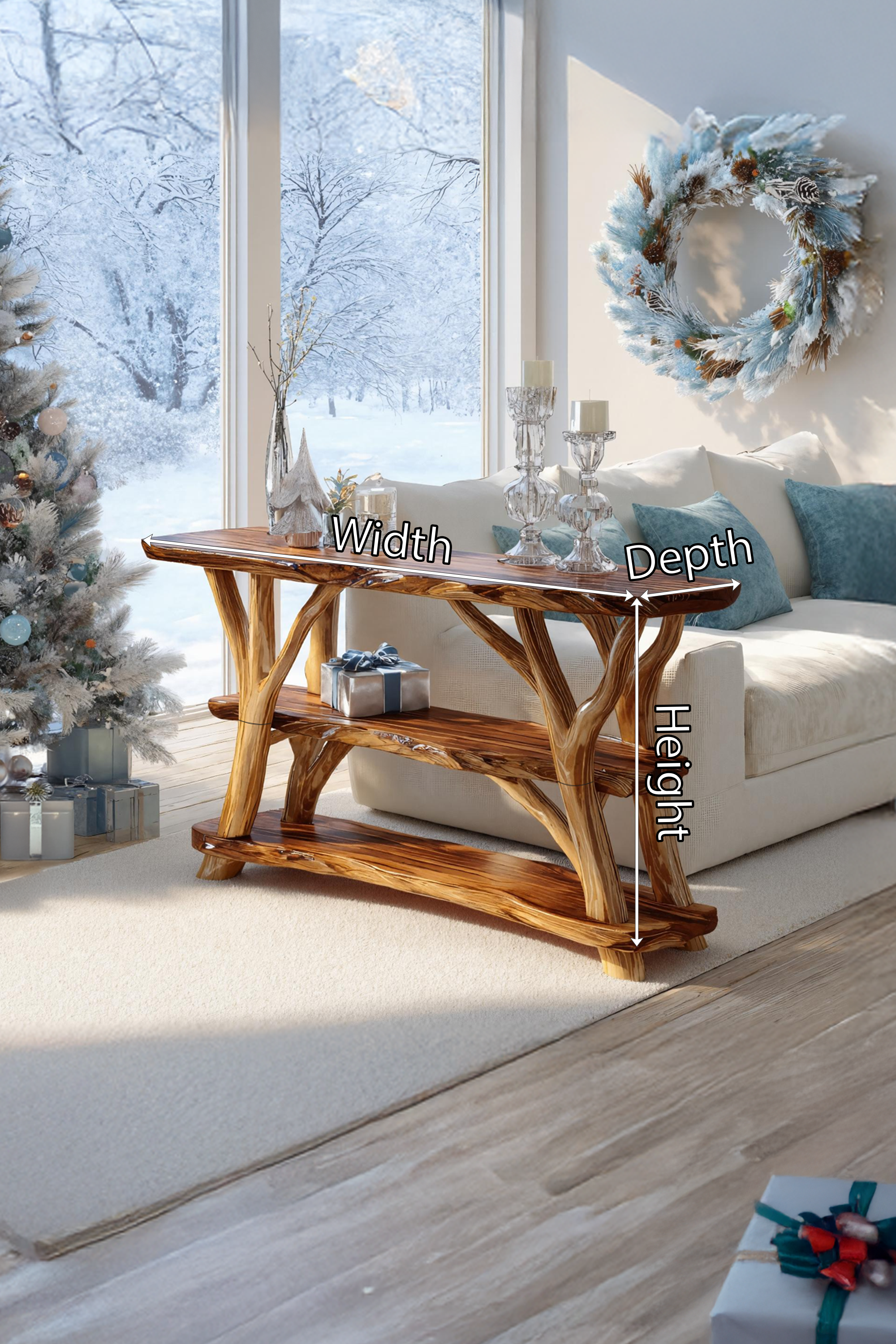 Handcrafted Solid Wood Console Table For Bedroom Decor Xmas Home Furniture SILDTTRCSC007