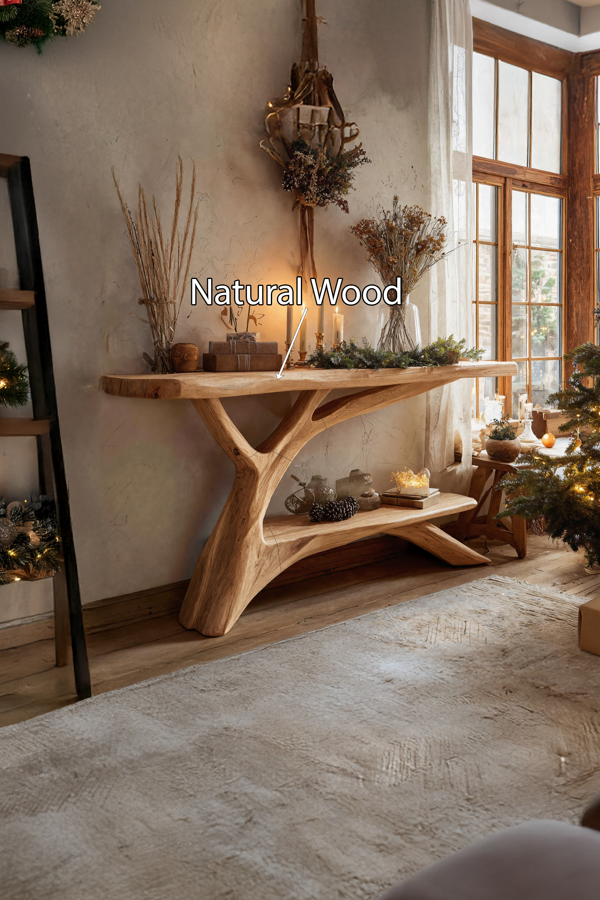 Mid Century Wooden Console Table For Christmas Entryway Decoration SILDTTNCSC010