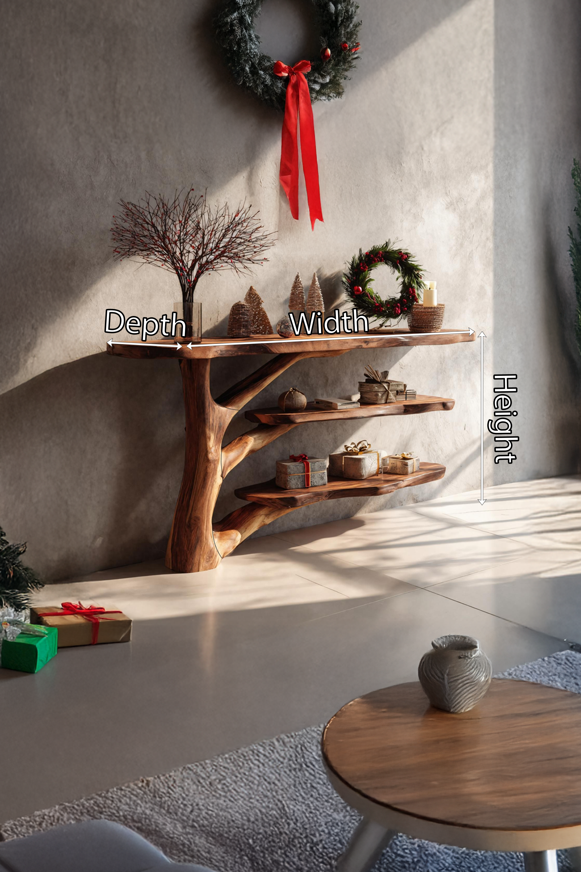 Farmhouse Wooden Live Edge Console Table For Bedroom Christmas Decoration SILDTTRCSC022