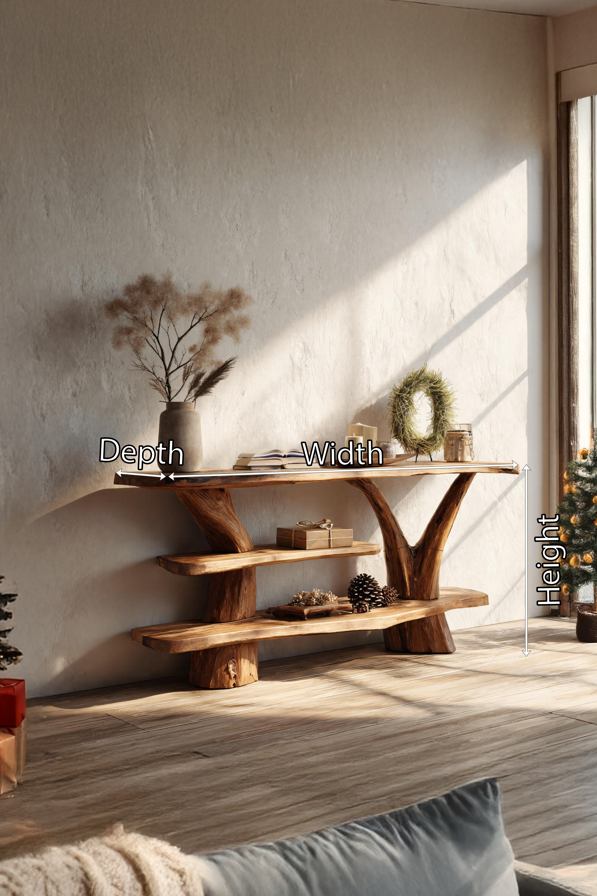 Handcrafted Solid Wood Console Table For Holiday Bedroom Christmas Design SILDTTRCSC047