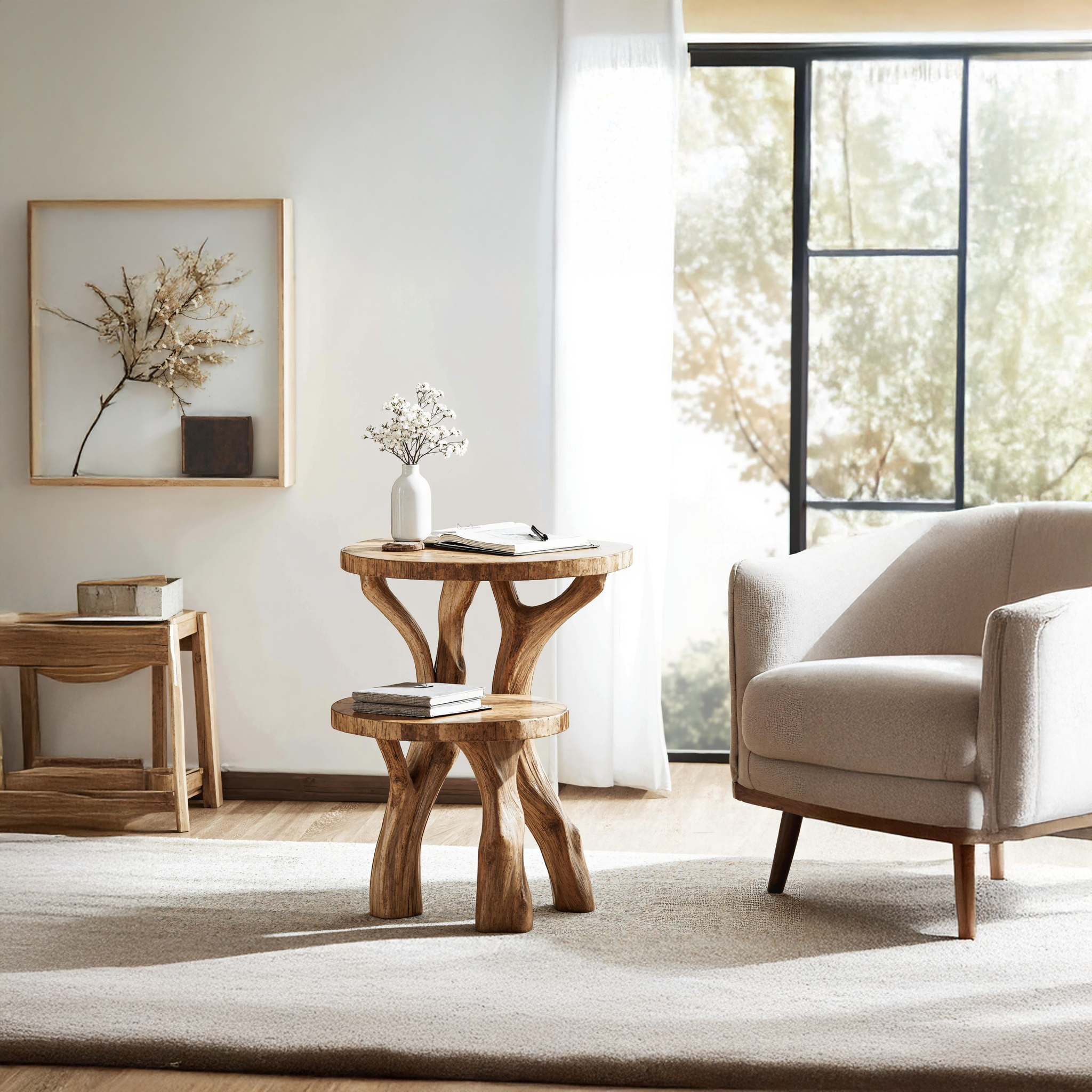 Handcrafted Live Edge End Table Natural Home SILDTTNEN023