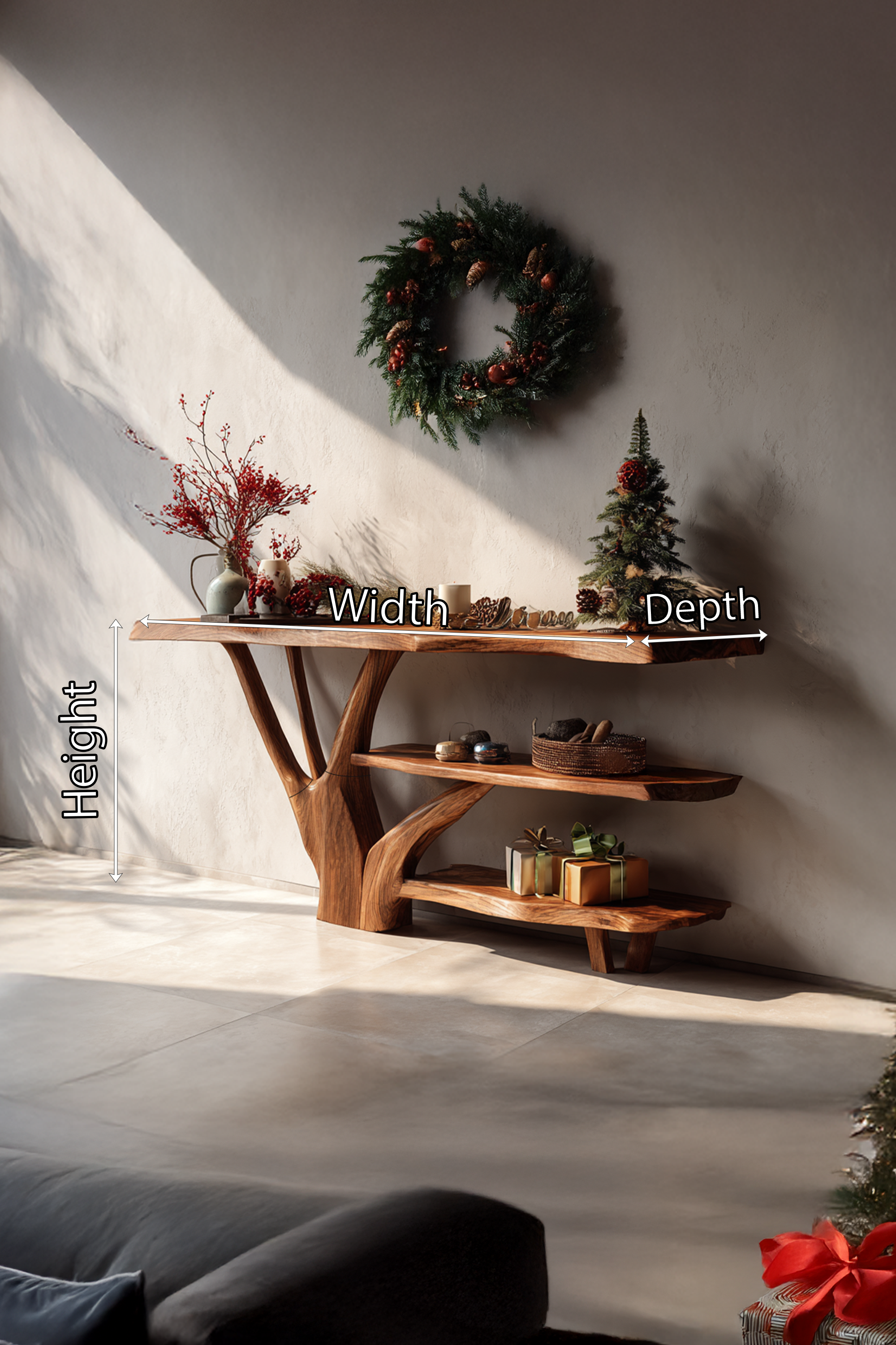 Mid Century Solid Wood Console Table For Holiday Living Room Xmas Decor SILDTTRCSC021