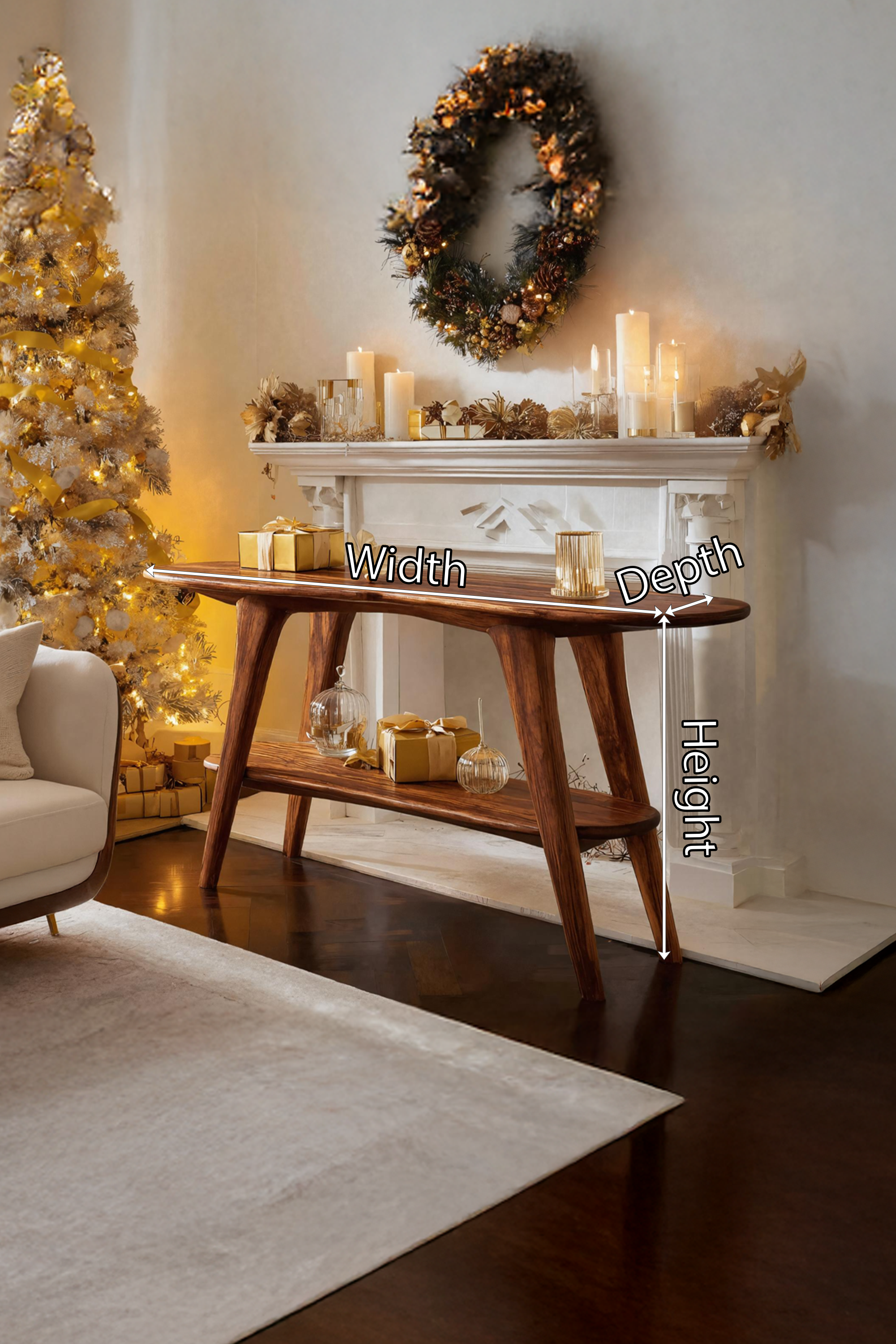 Mid Century Wooden Live Edge Console Table For Entryway Design Christmas SILDTTRCSC001