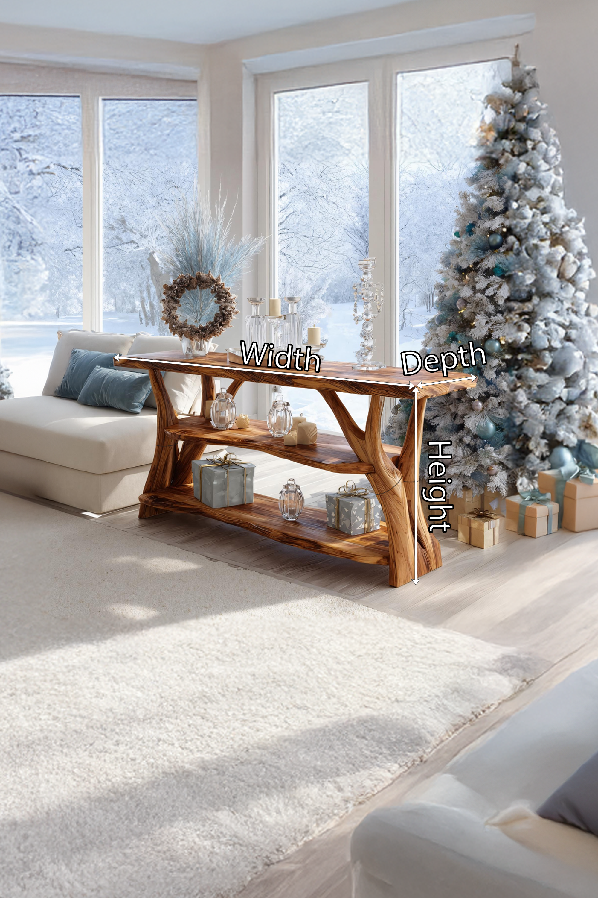 Handcrafted Live Edge Entryway Table For Bedroom Christmas Seasonal Accent SILDTTRCSC003