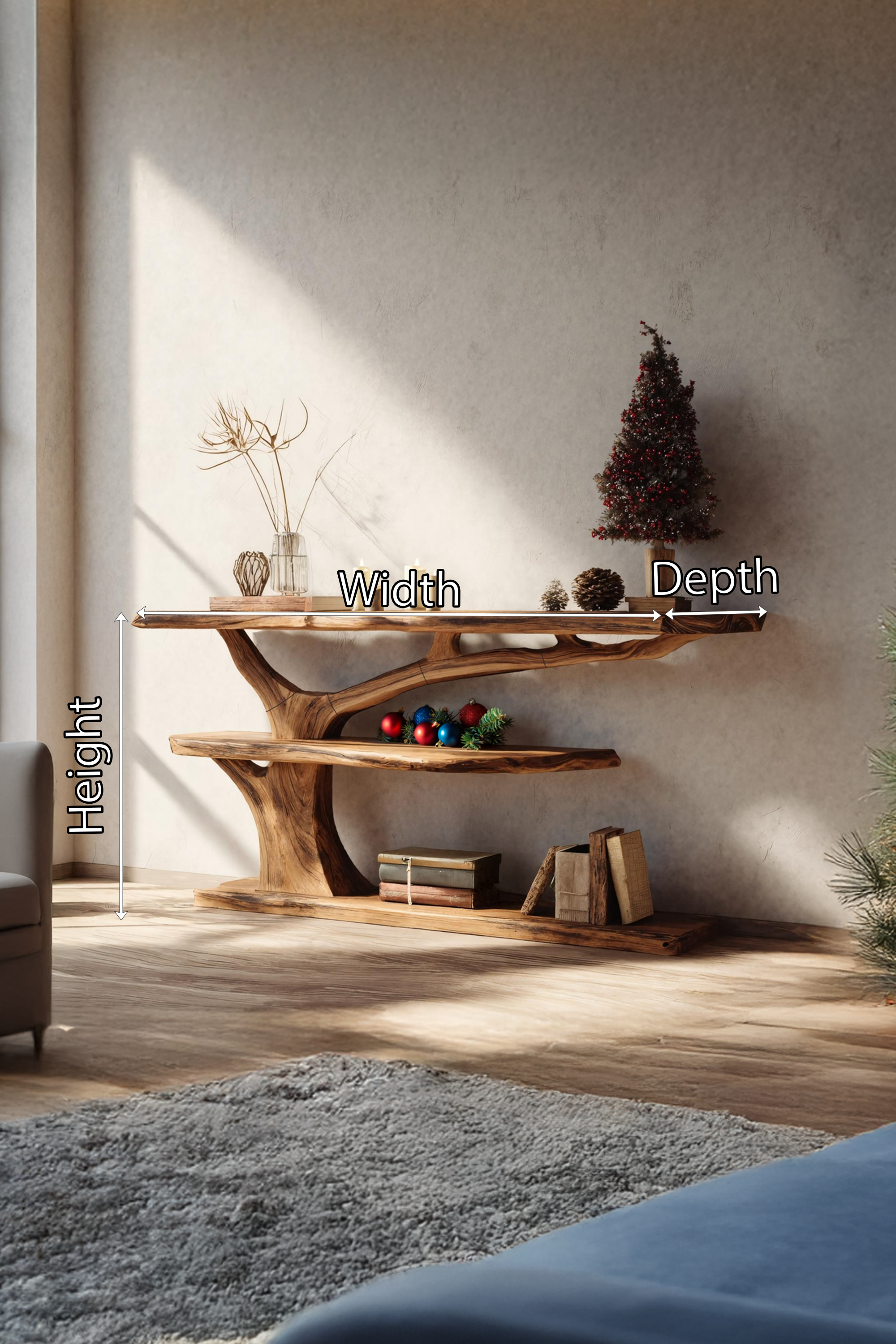 Handcrafted Live Edge Entryway Table For Christmas Seasonal Bedroom Design SILDTTRCSC043