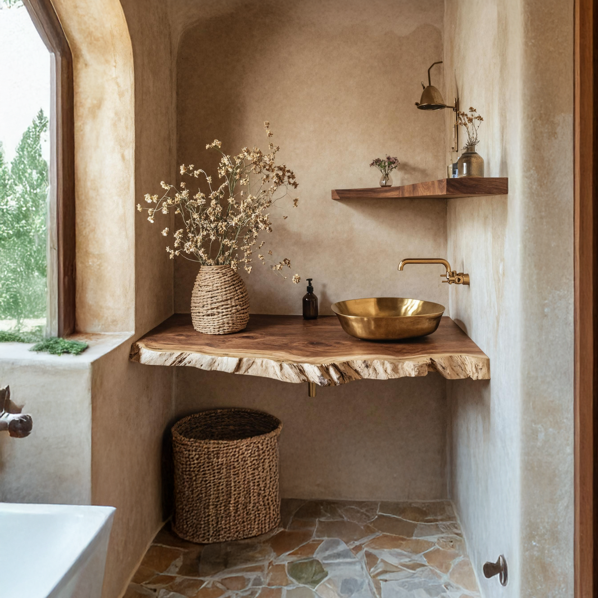 Handcrafted Bathroom Vanity In Live Edge Wood Design SILDTTRBAS007