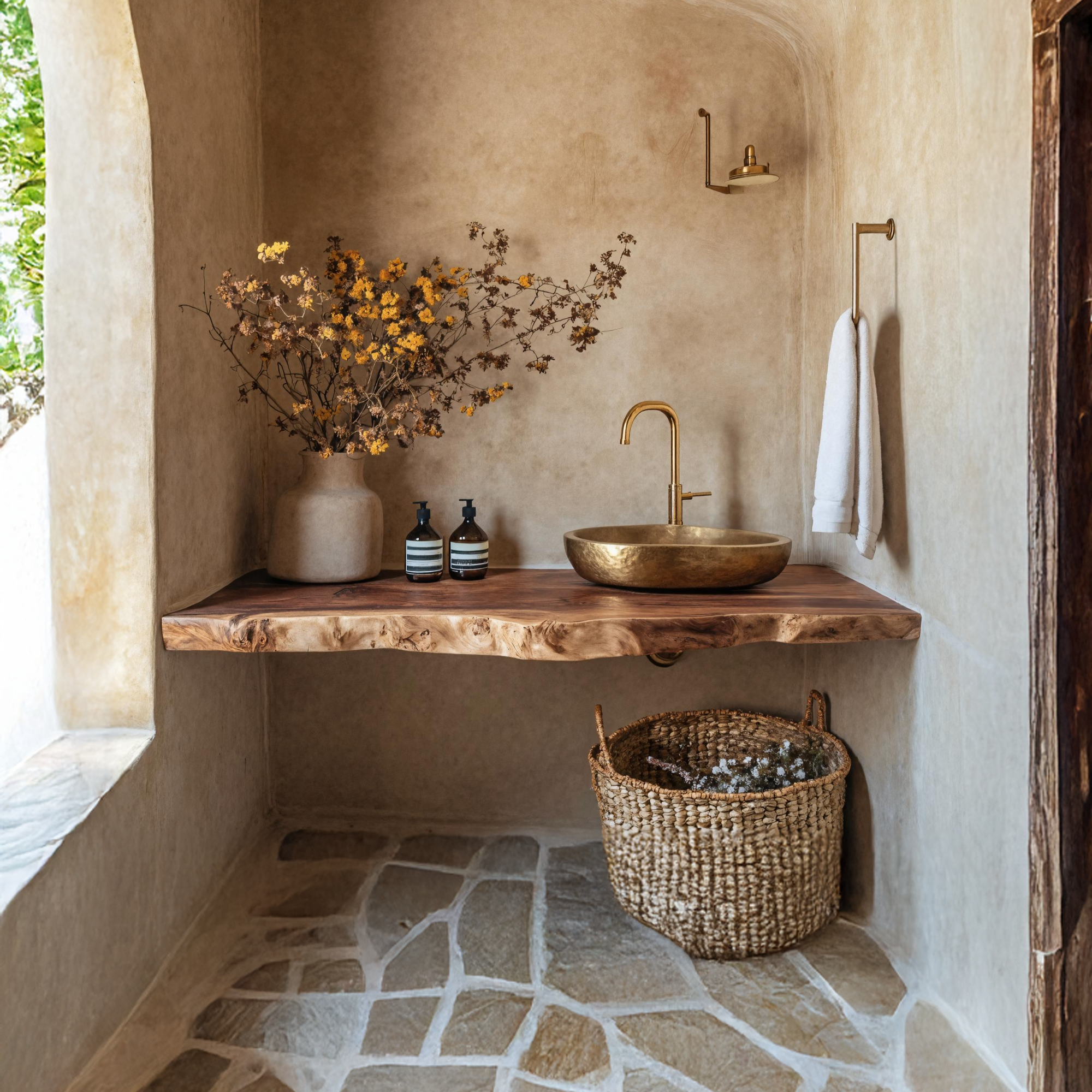 Handcrafted Vanity With Live Edge Look For Bathroom SILDTTRBAS011