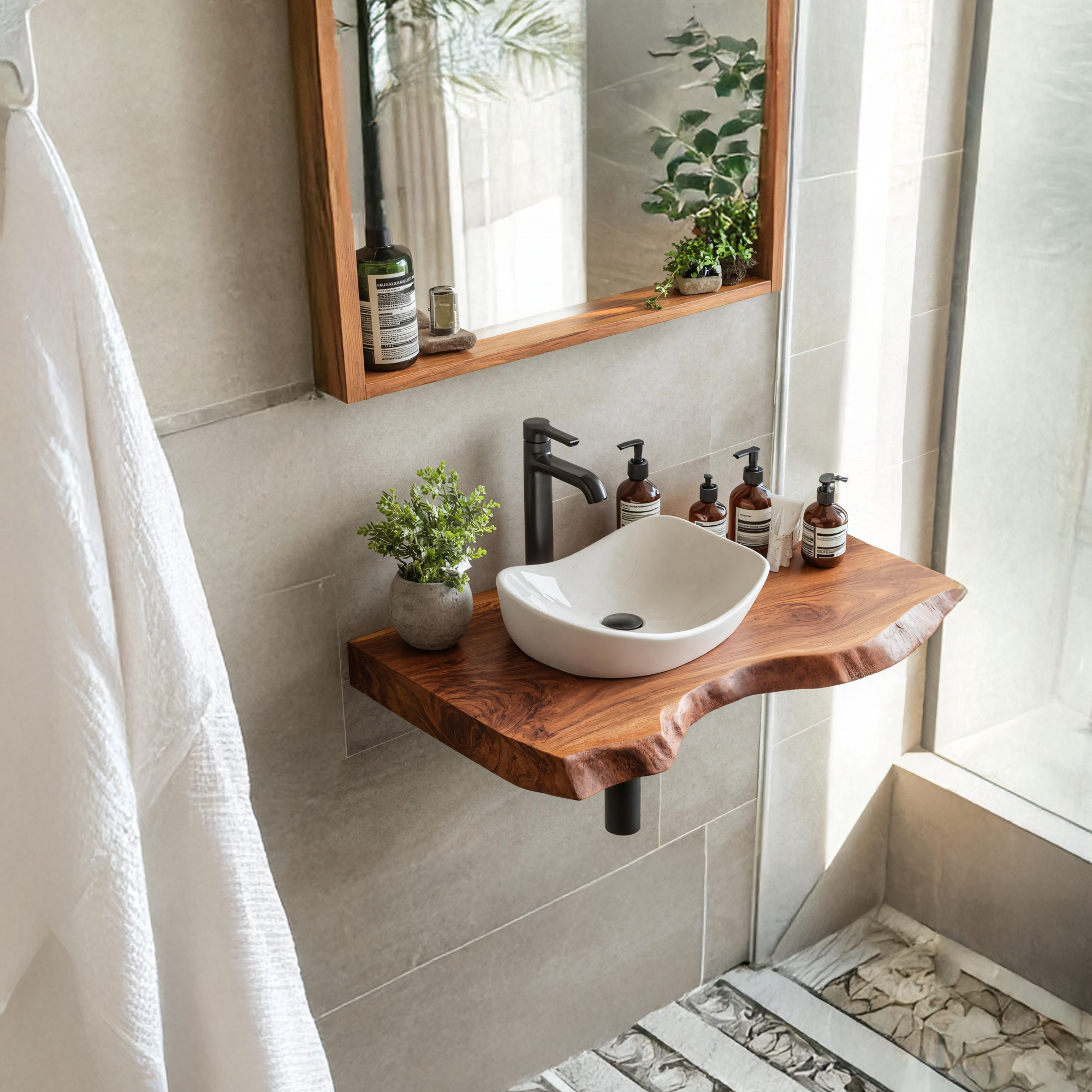Mid Century Wooden Floating Vanity For Bathroom Decor SILDTTRBAS001
