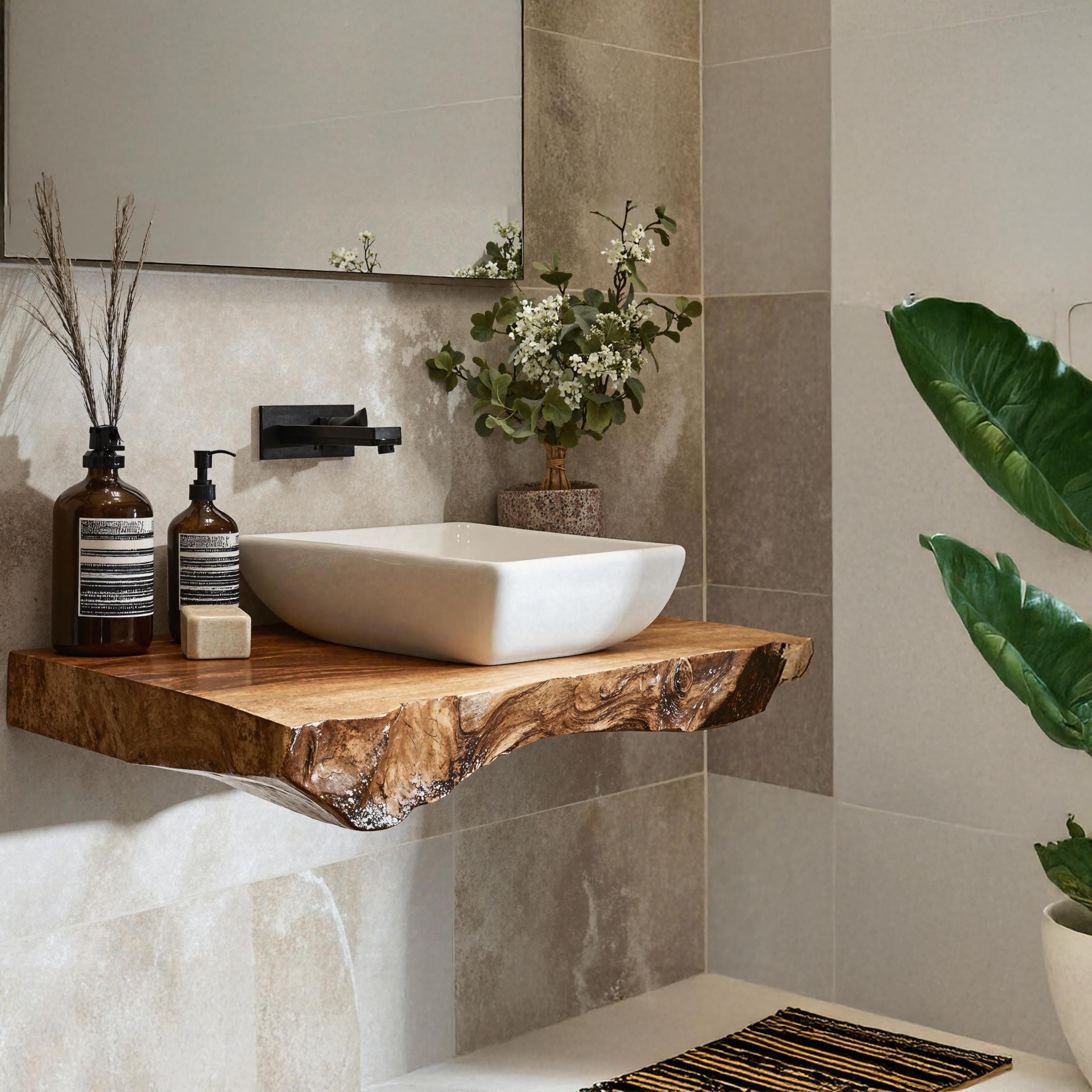 Natural Wood Floating Shelf For Bathroom Vanity Display SILDTBRV180