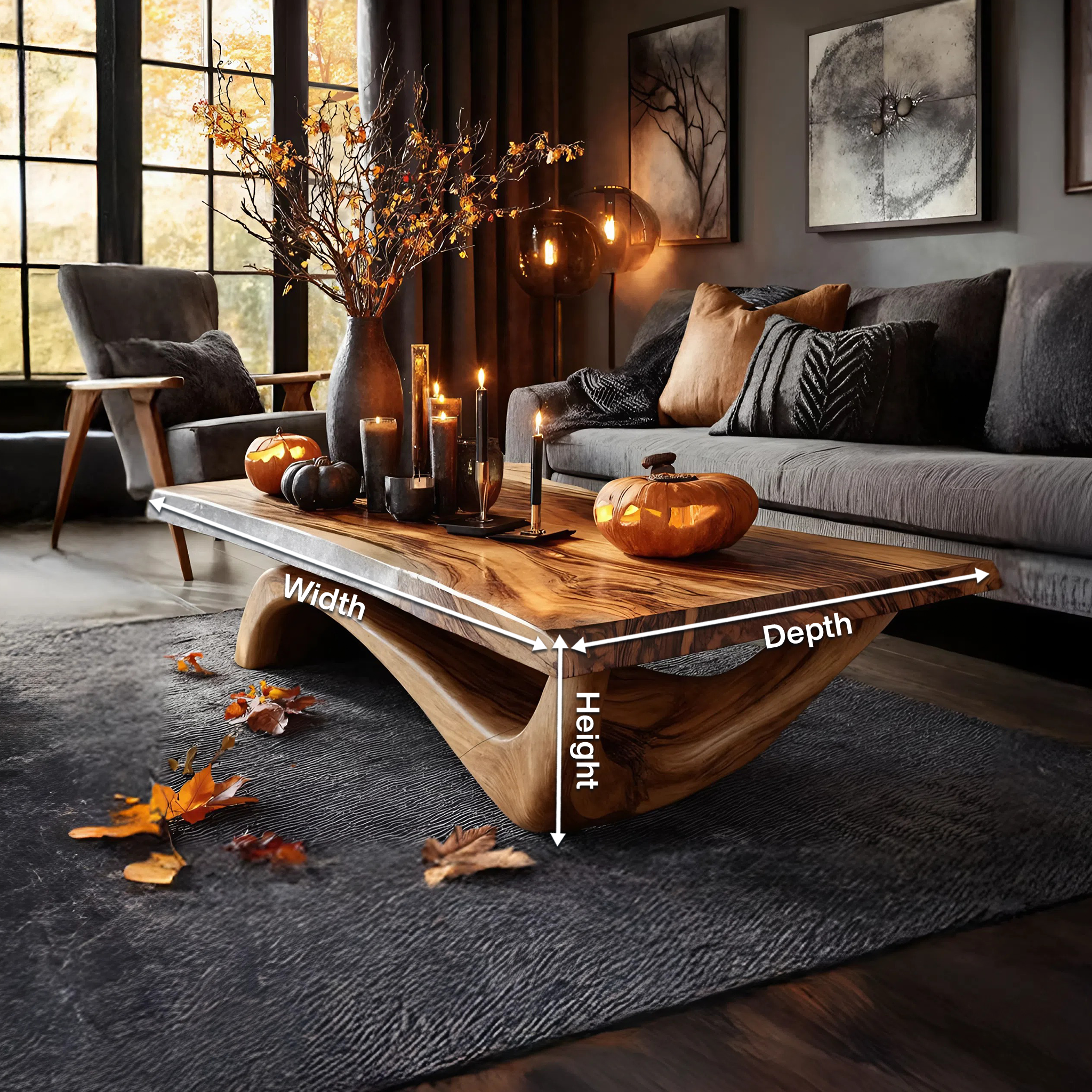 Modern Solid Wood Coffee Table Livingroom Decor Spooky Haunted Style SILDTTNHCF033