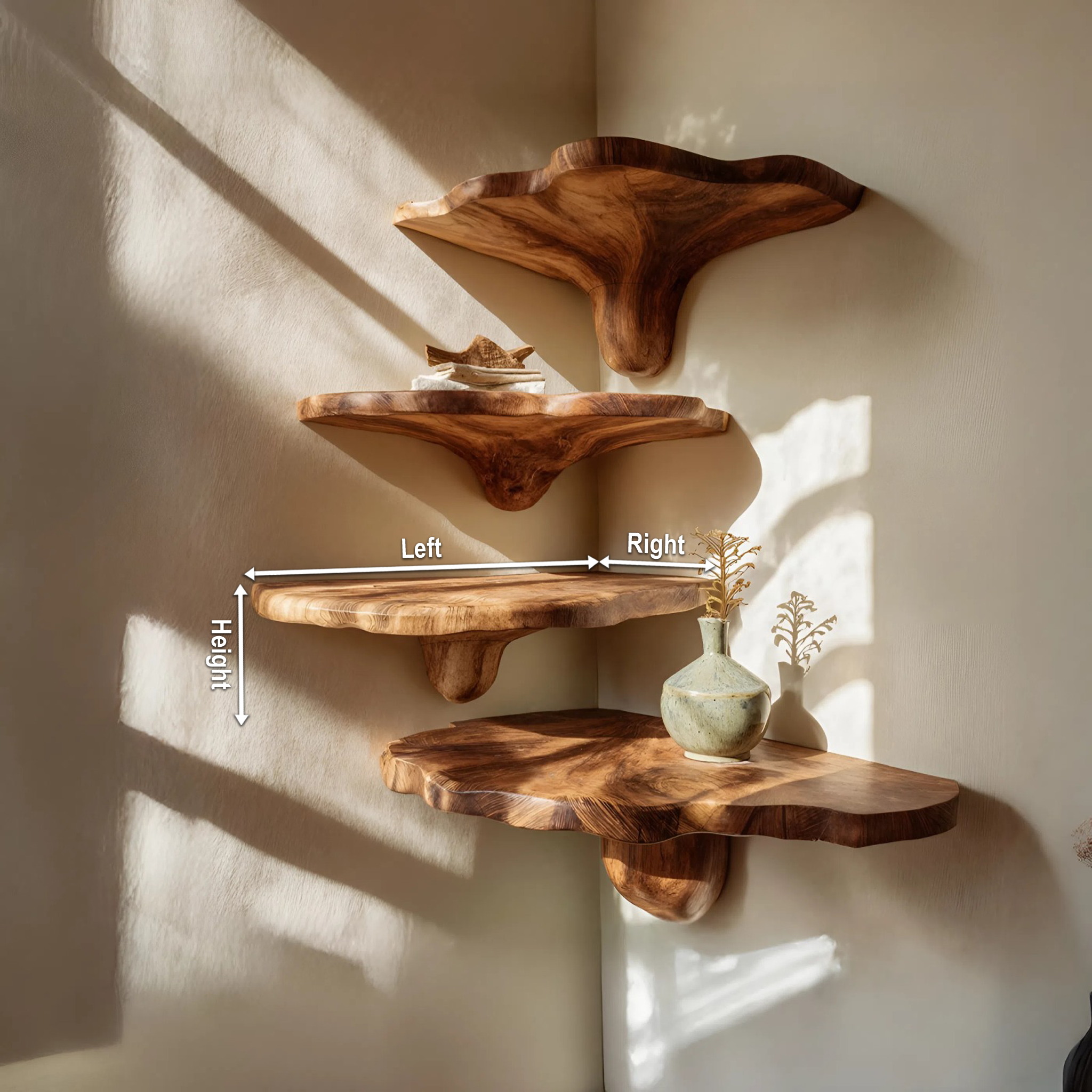 Handcrafted Solid Wood Mushroom Shelf For Entryway And Living Room Decor SILDTTNCMS008