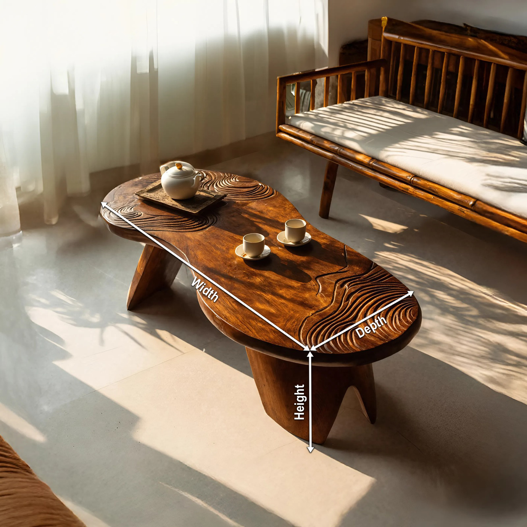 Farmhouse Irregular Abstract Coffee Table For Living Room SILDTTRCF081