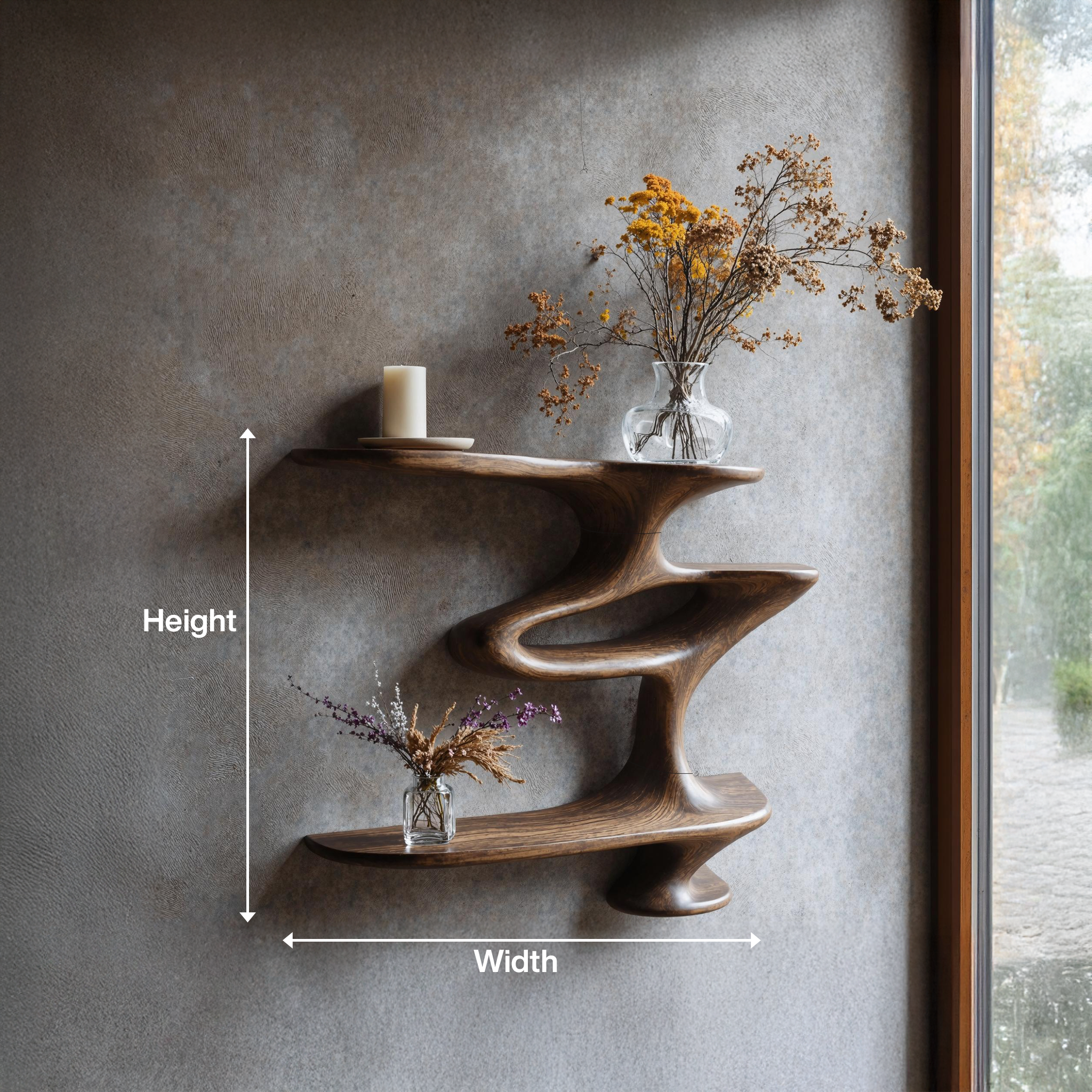 Mid Century Live Edge Wall Mount Shelf Living Room SILDTTNWMS003