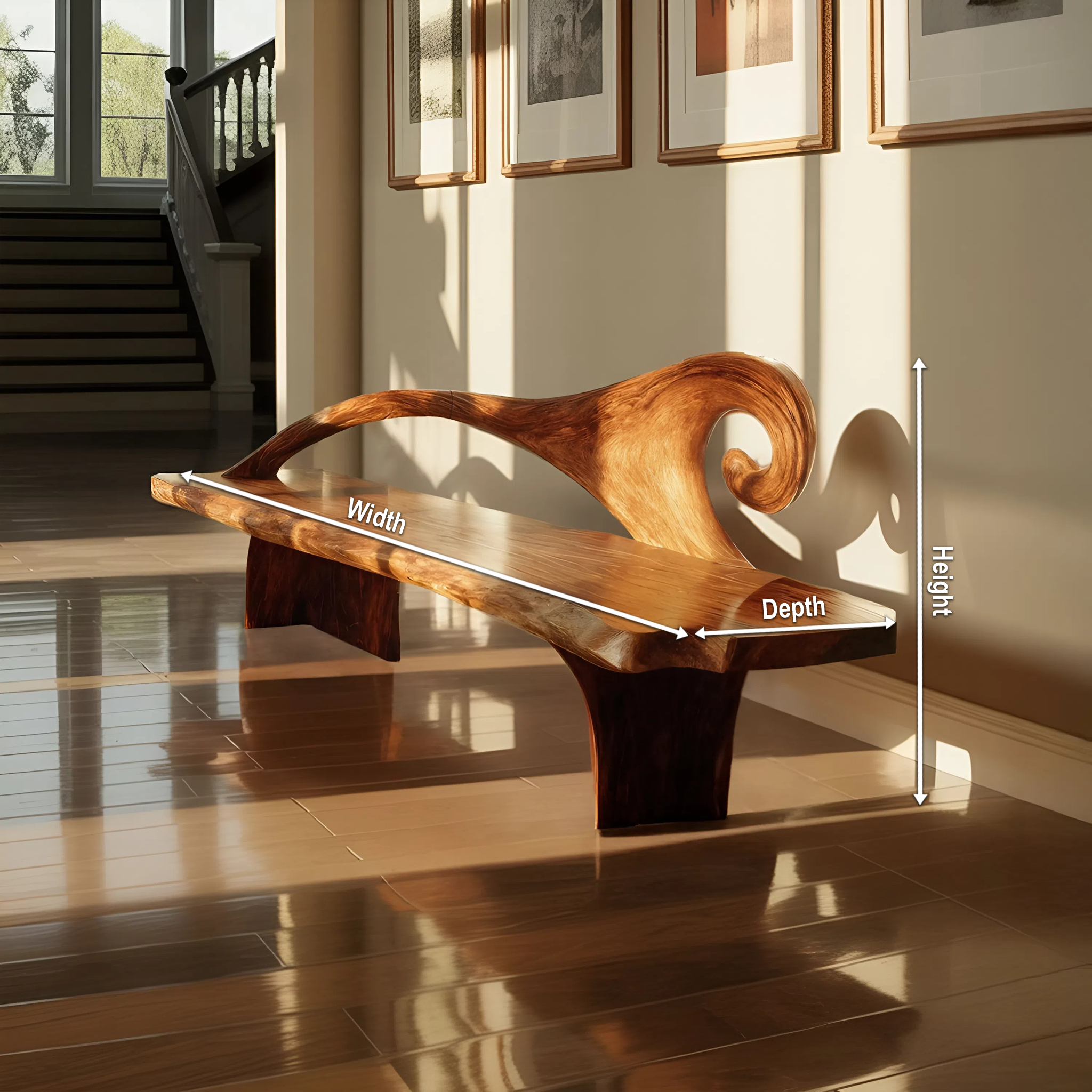 Natural Rustic Wood Entryway Bench For Home Hallway SILDTTRBEN051