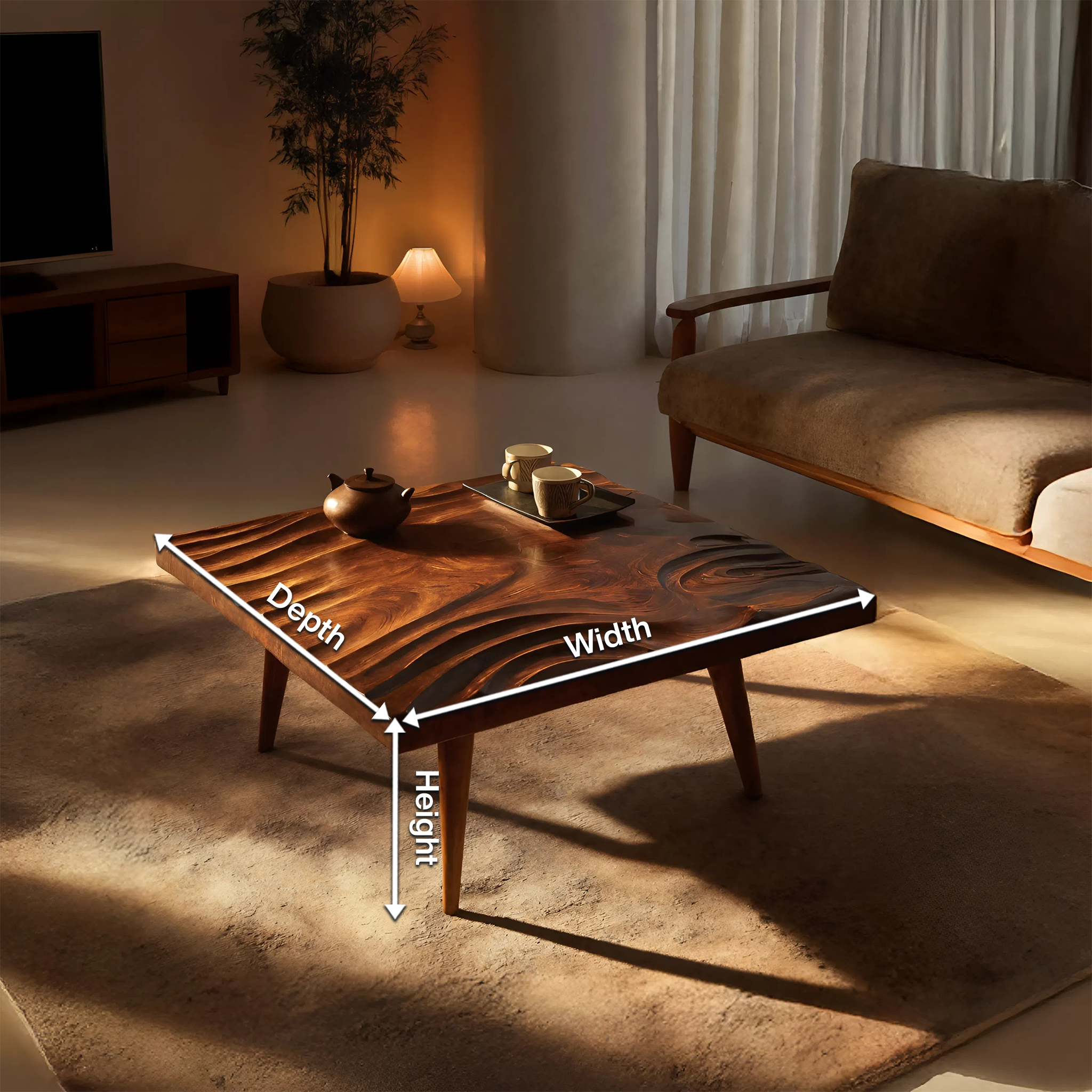 Handcrafted Irregular Solid Wood Coffee Table For Furniture Decor SILDTTRCF071