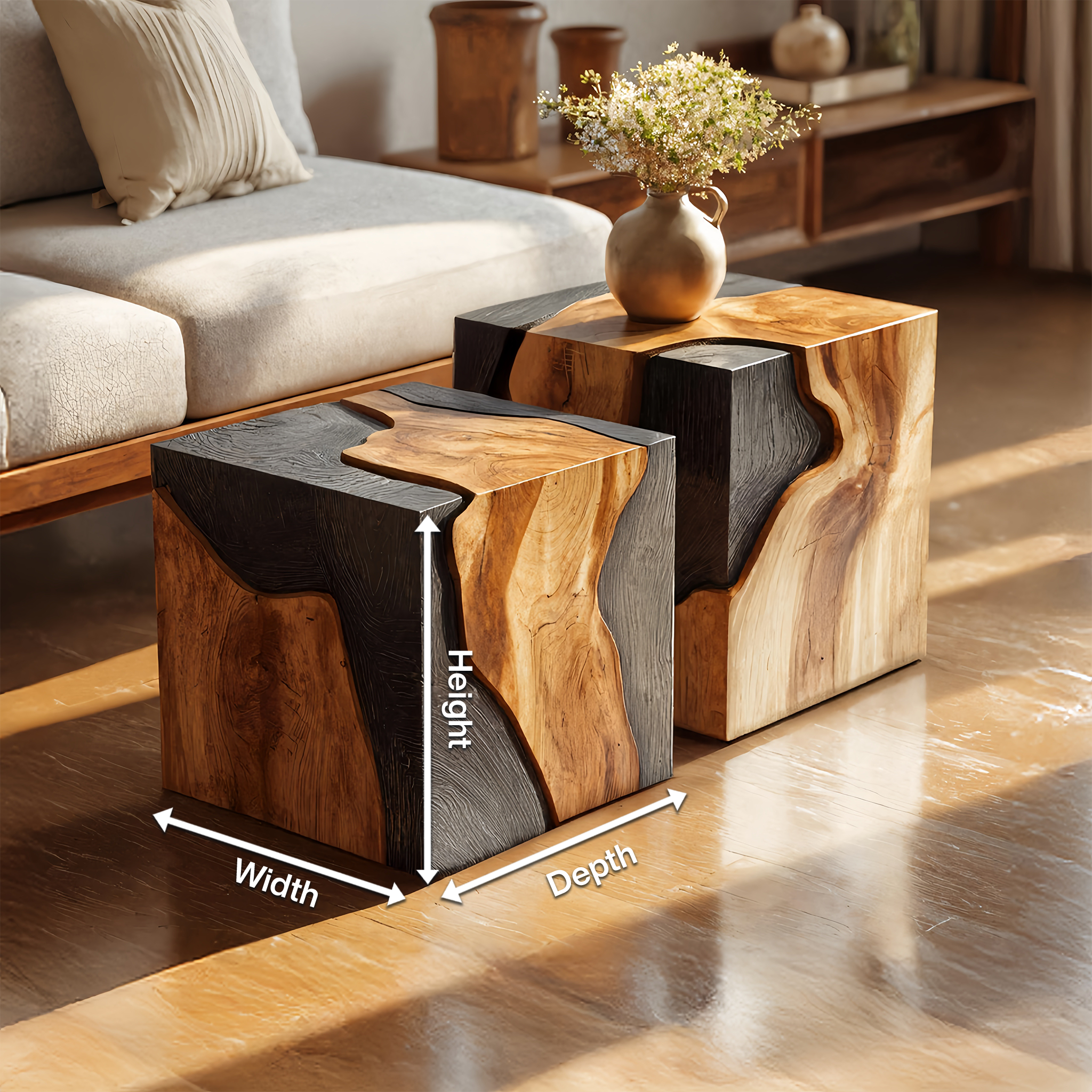 Handcrafted Low Wooden Coffee Table For Unique Living Room SILDTTNCF042