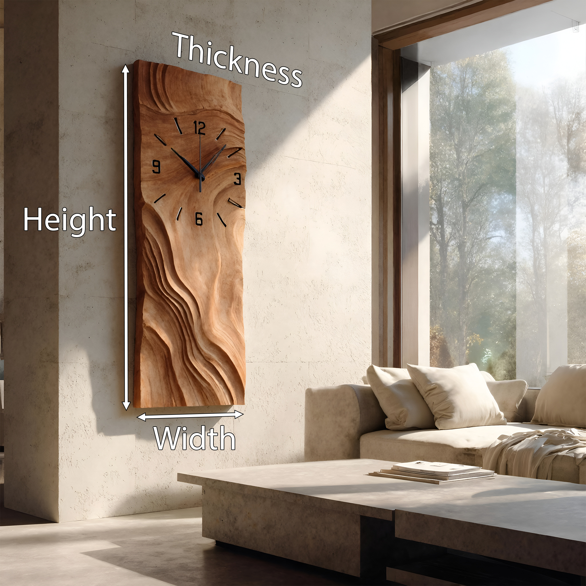 Organic Vertical Sculptural Wall Clock For Living Room SITHHNWAC006
