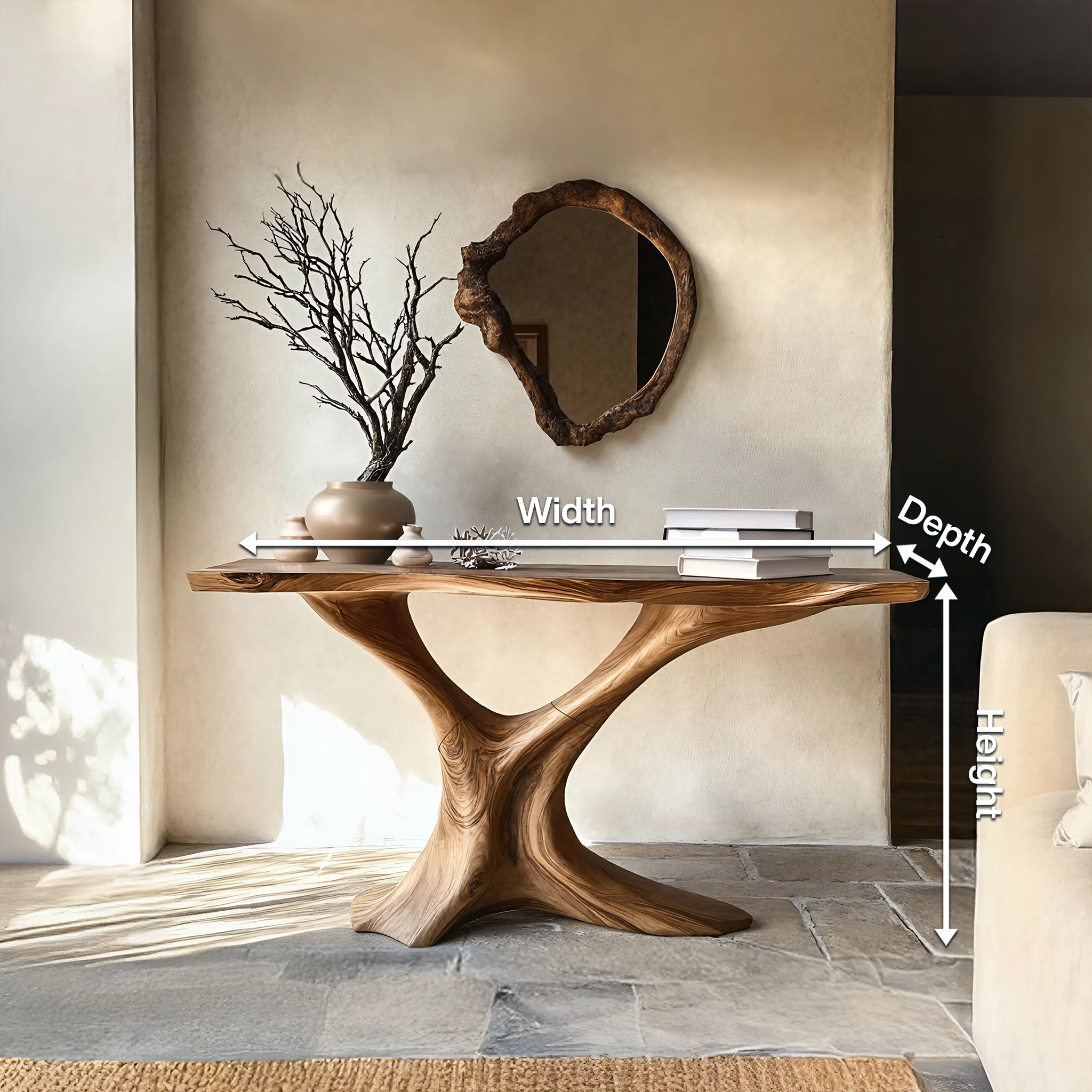 Mid Century Live Edge Entryway Table For Bedroom Decor And Display SILDTTRCS048
